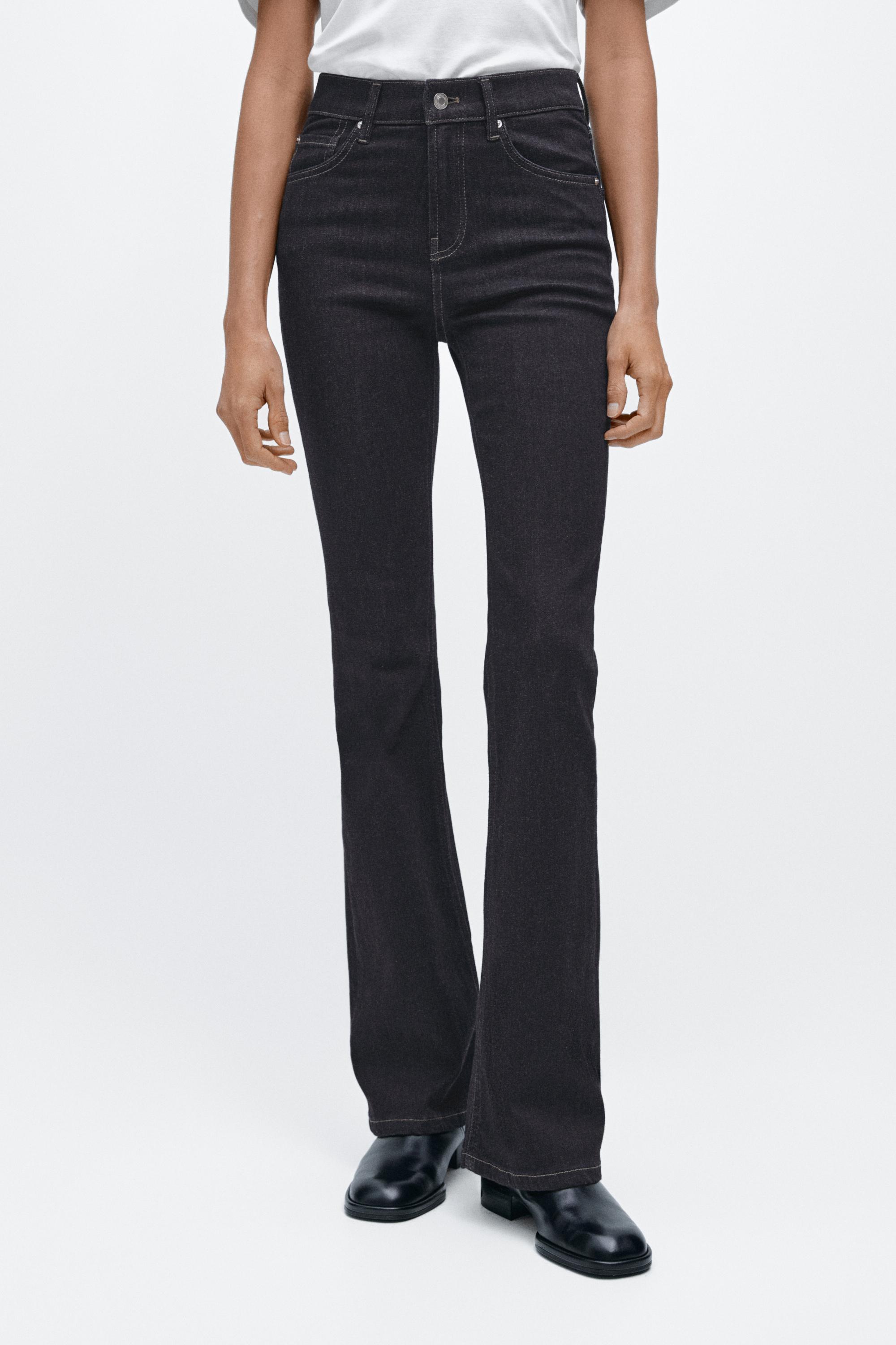 High waist bell bottom skinny jeans — DARK BLUE