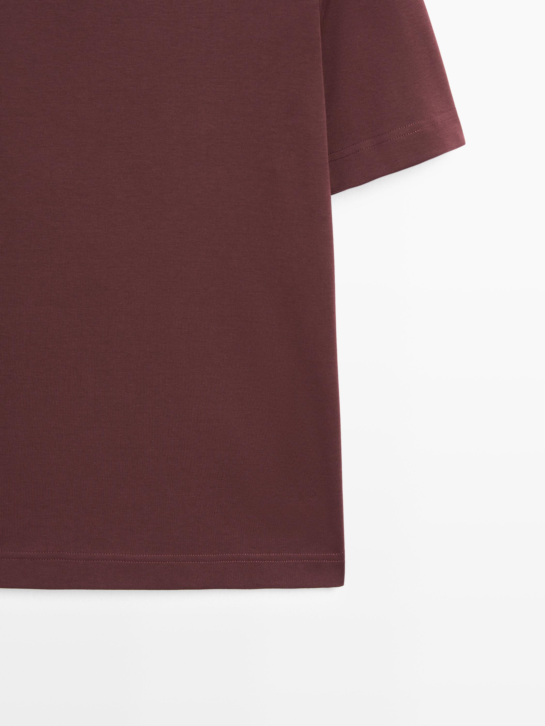 100% cotton interlock crew neck T-shirt — BURGUNDY
