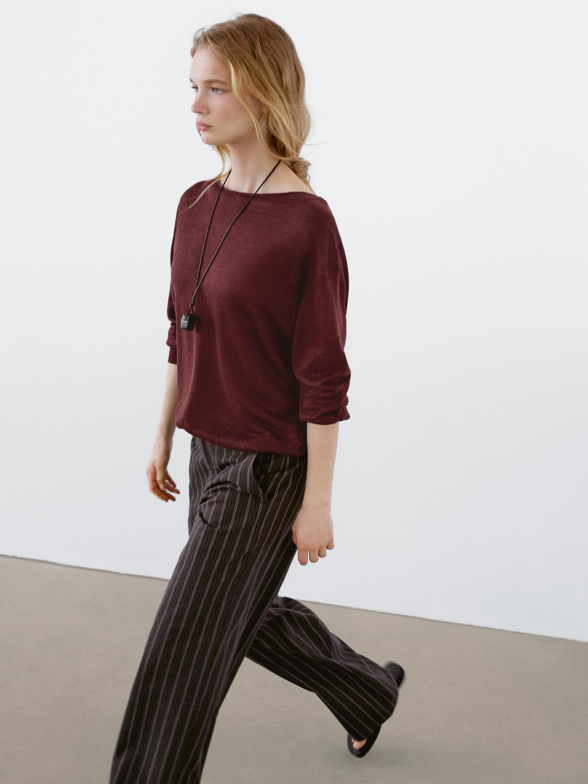 100% linen boat neck sweater