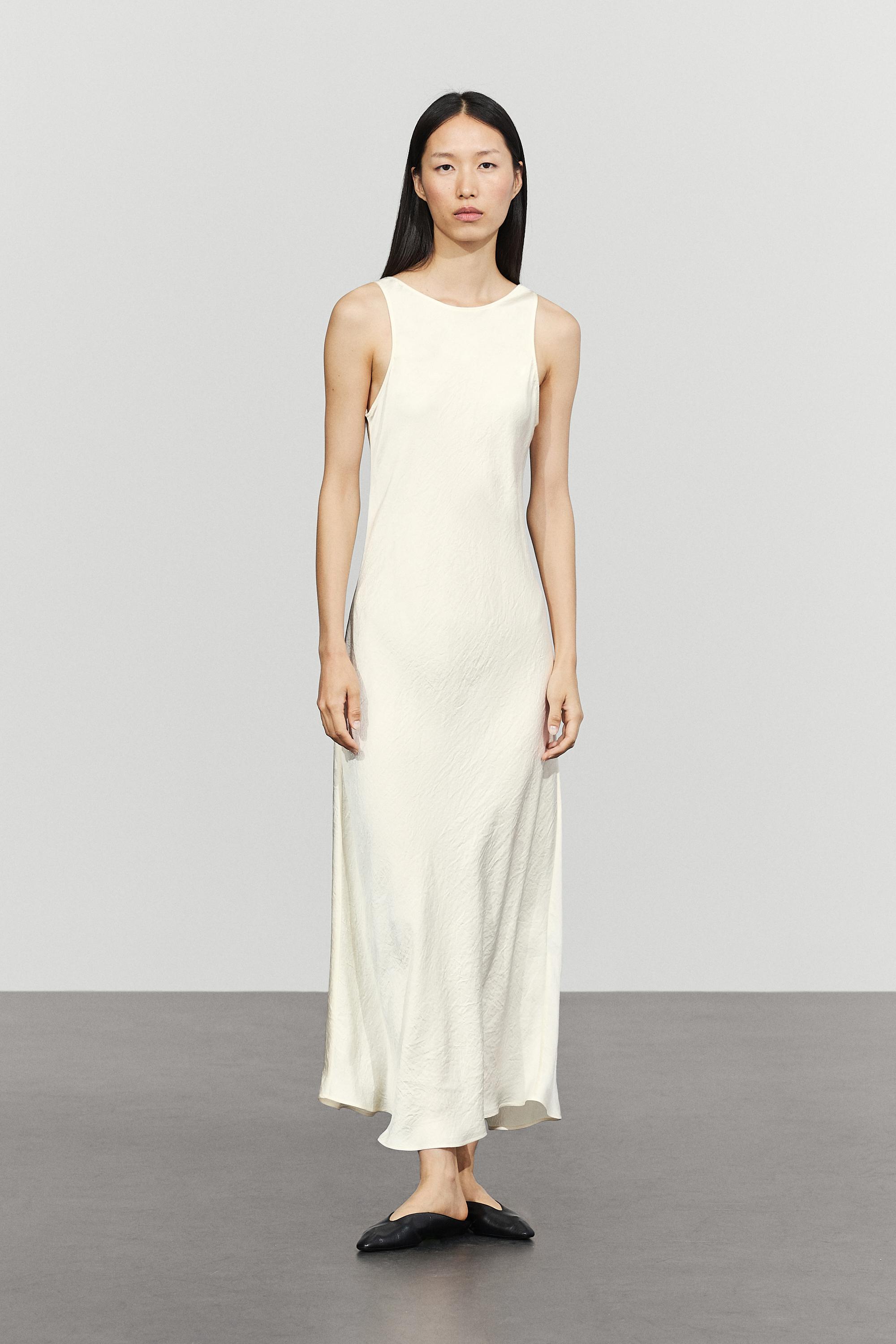 Satin midi dress — SAND BROWN
