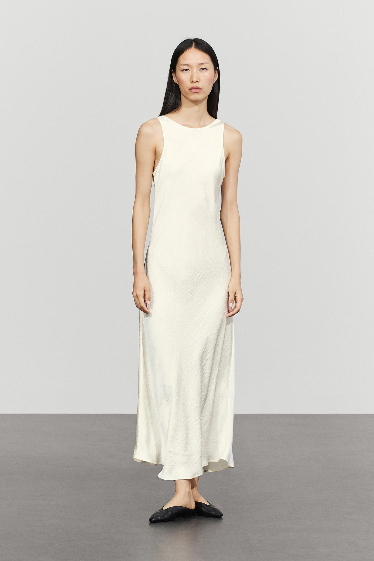 Satin midi dress — SAND BROWN