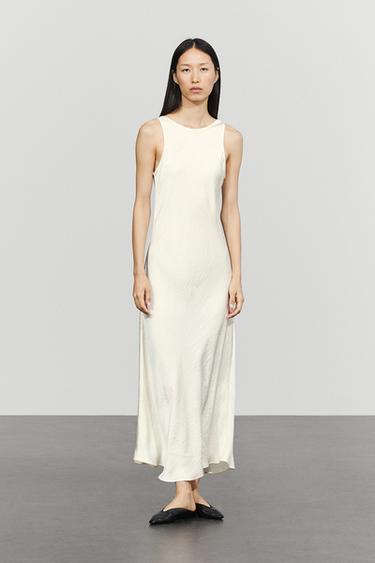 Satin midi dress — SAND BROWN 8