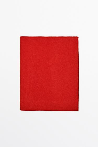 Plain wool-cashmere blend fine knit scarf — RED 1