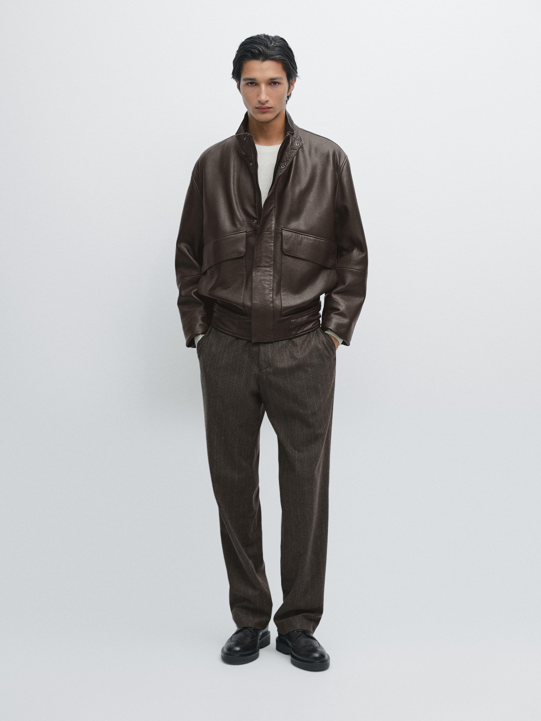Nappa leather jacket with pockets