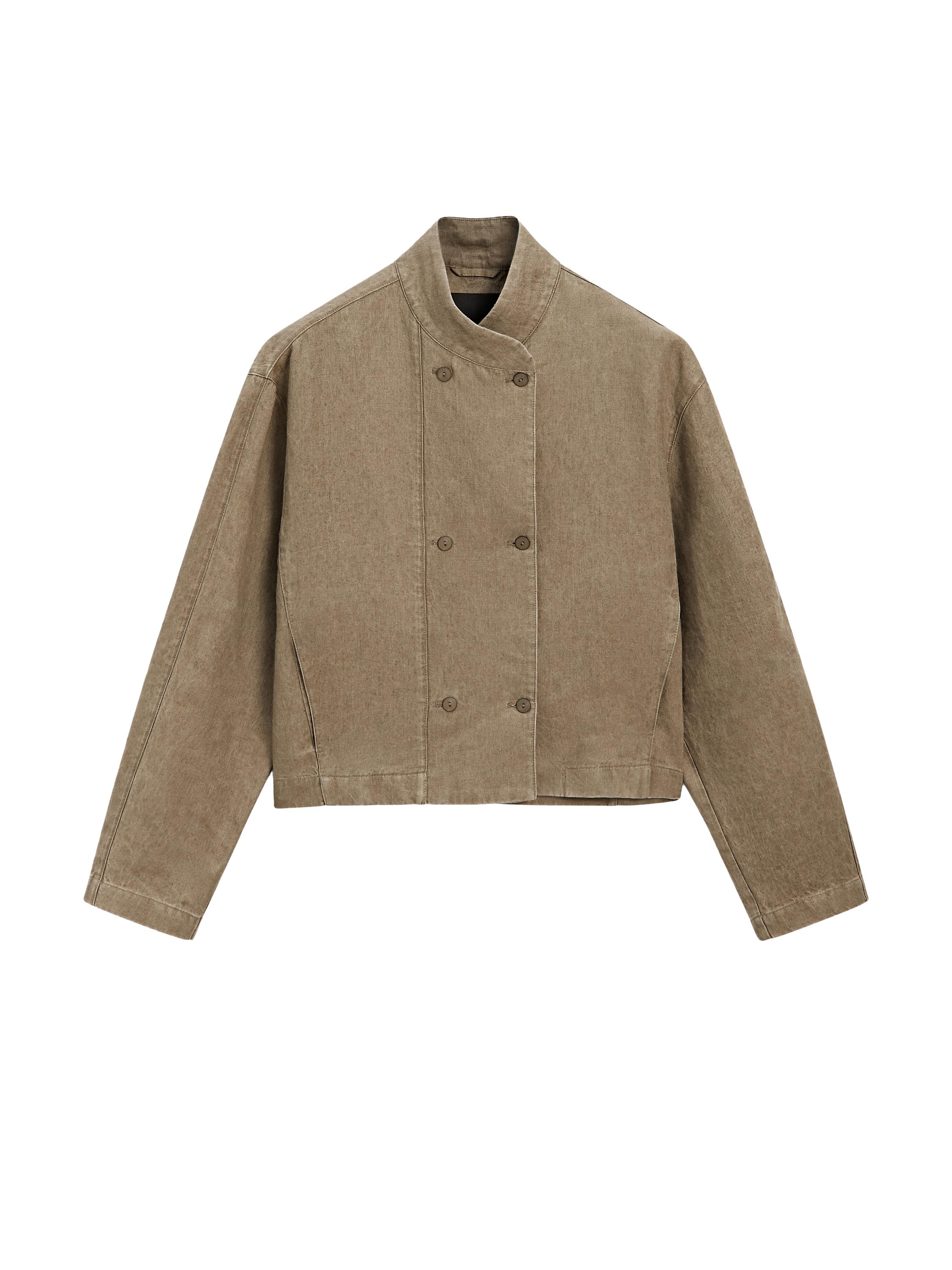 【Massimo Dutti】Frayed linen and silk bomber jacket MASSIMO DUTTI NWT SS25 Frayed linen and silk bomber jacket