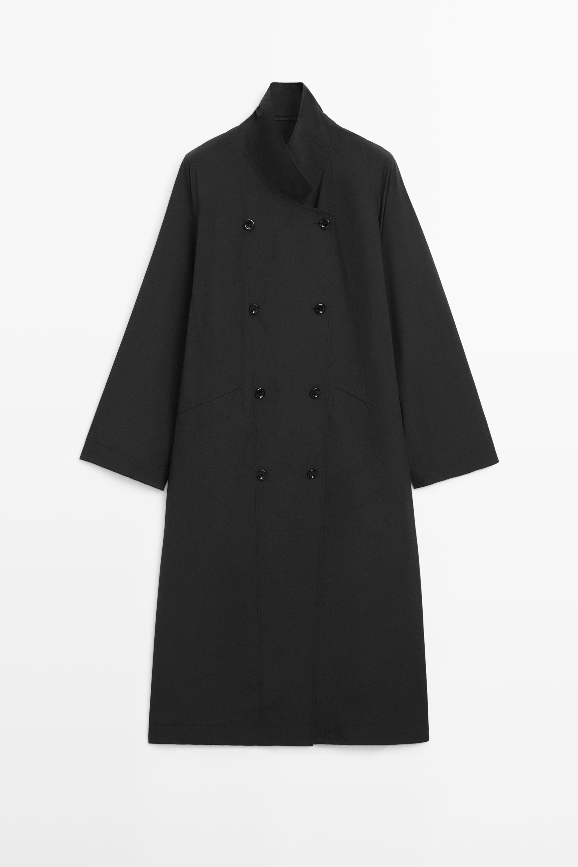Double-breasted technical trench coat