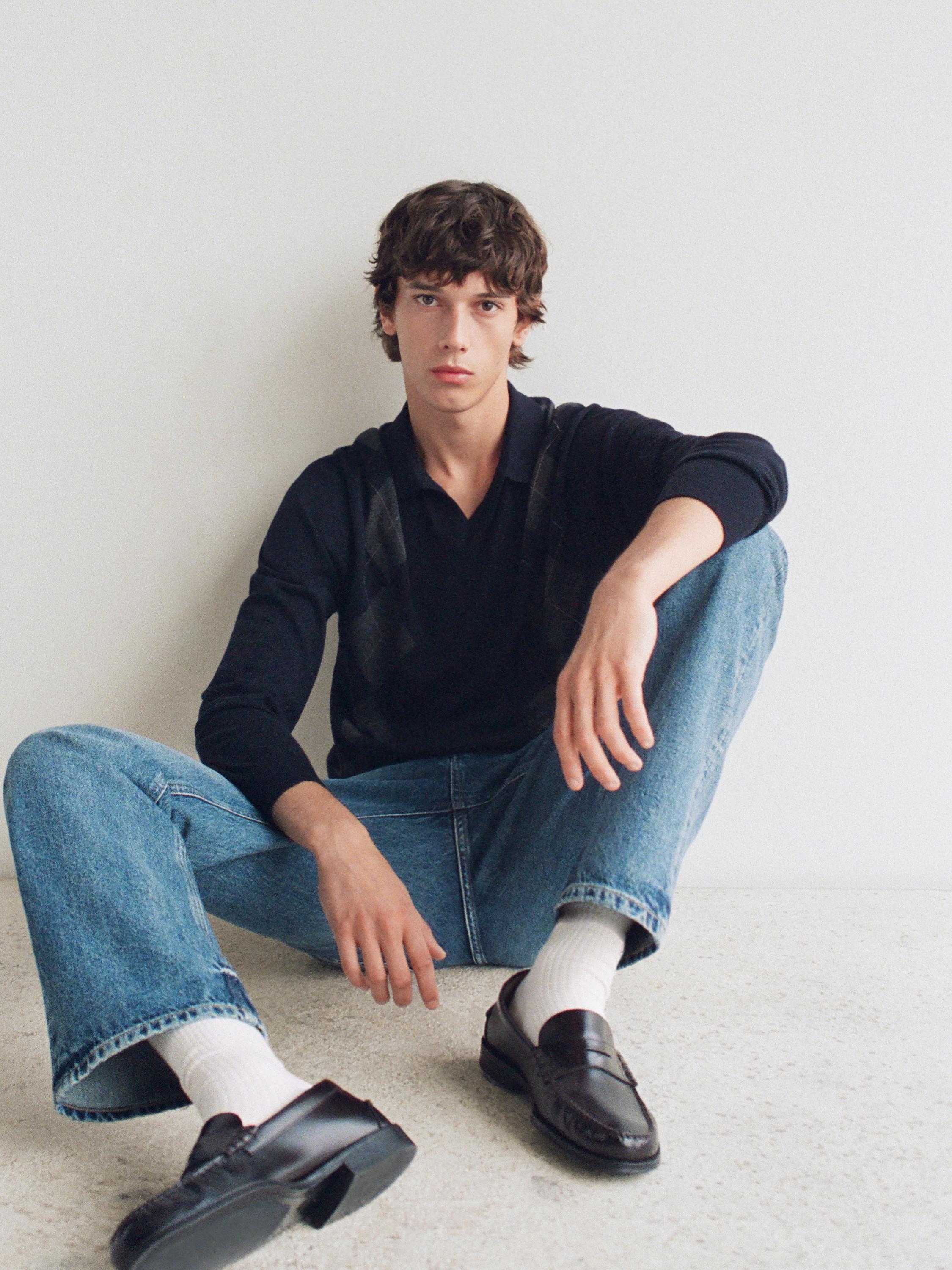 Leather loafers with penny strap — BLACK