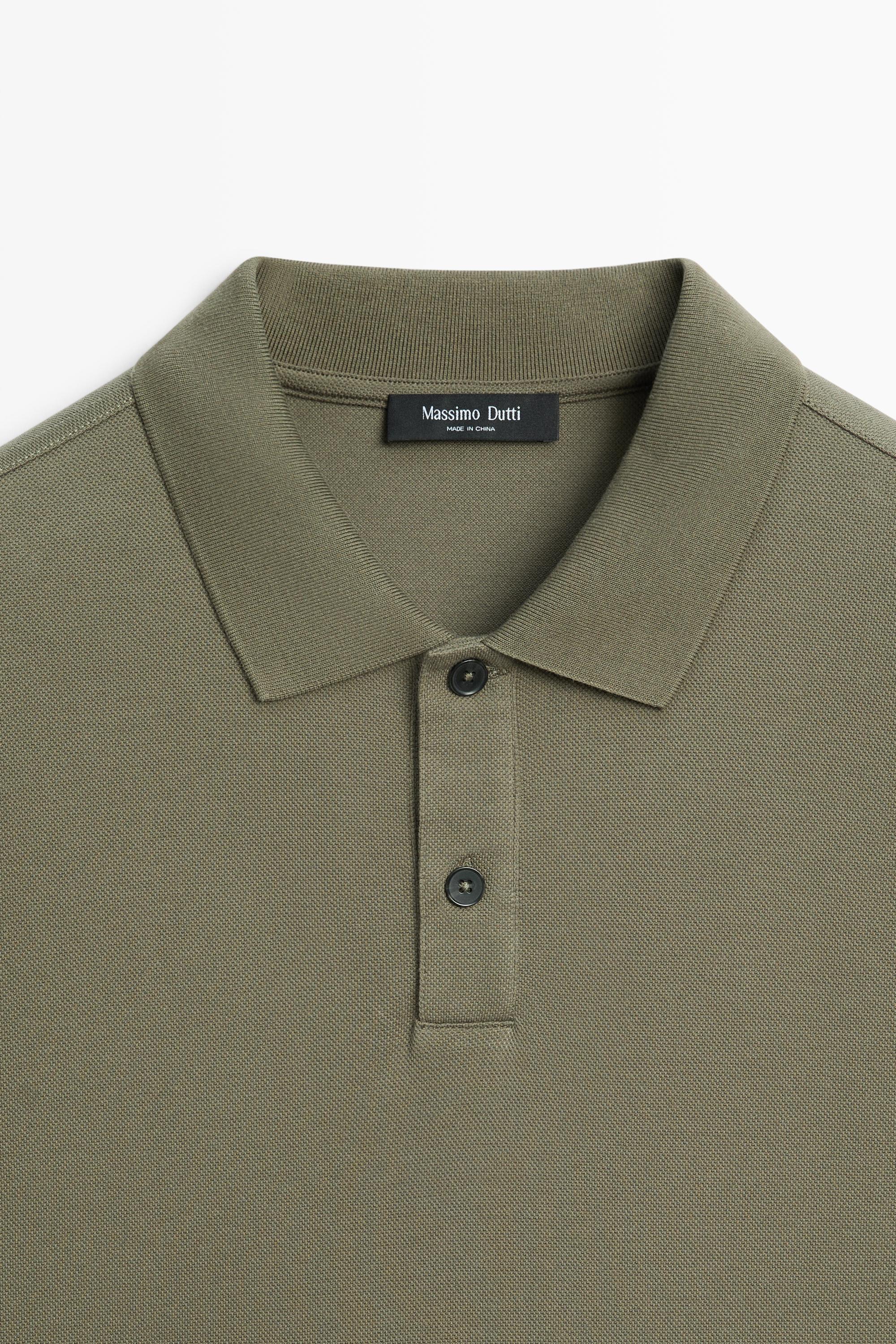 100% cotton micro-textured knit polo shirt — GREEN