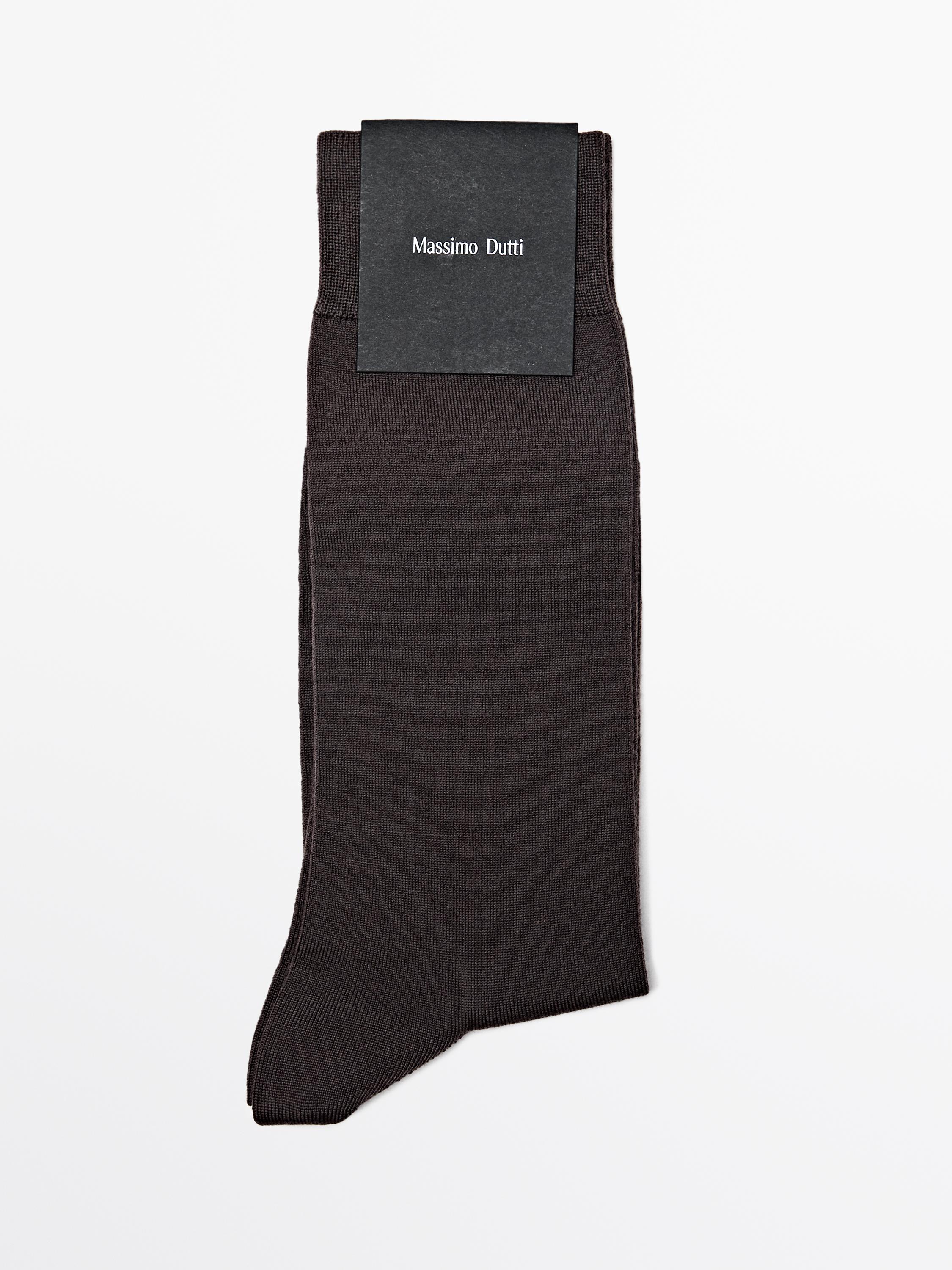 Plain wool blend knit socks