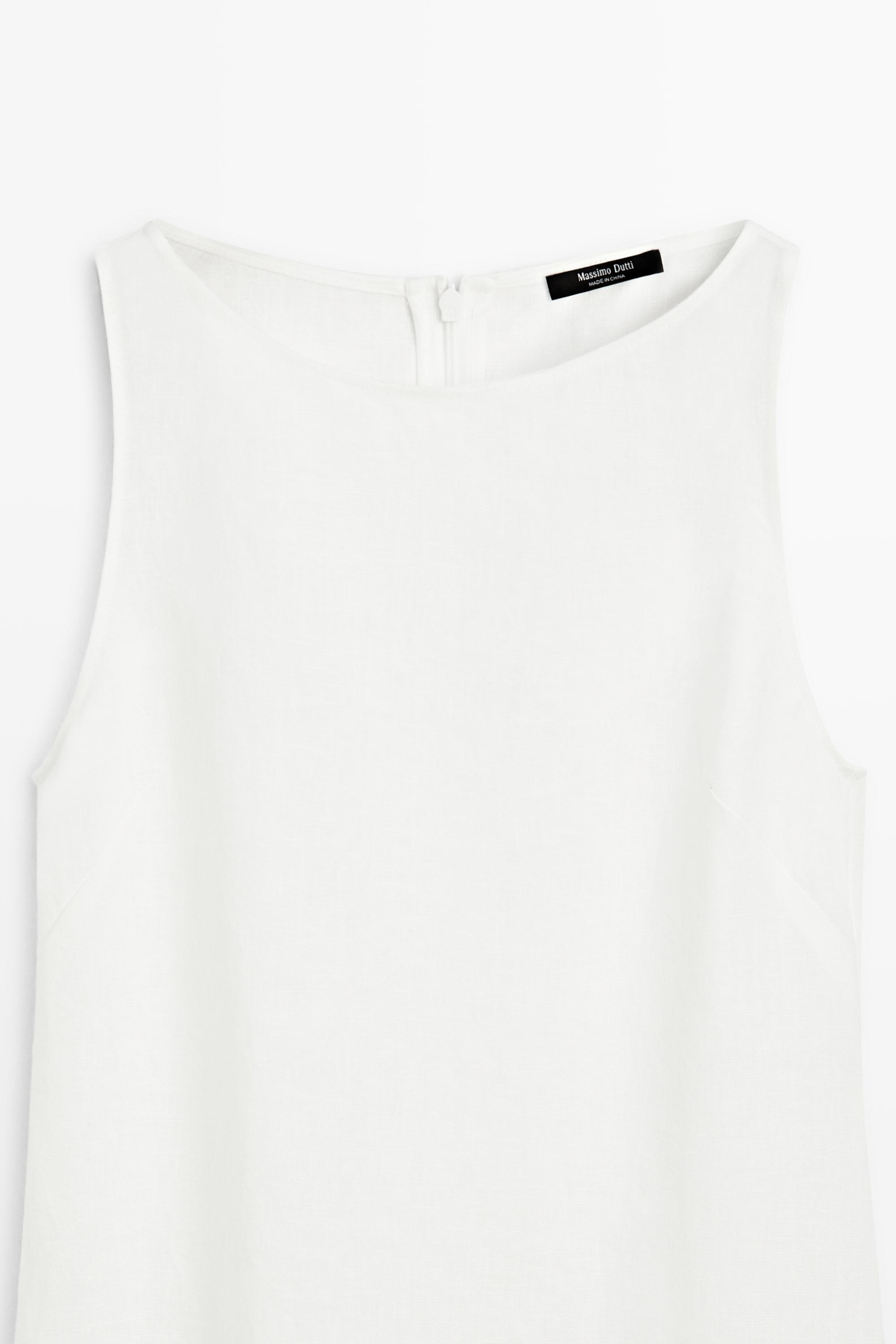 100% linen halter dress — WHITE