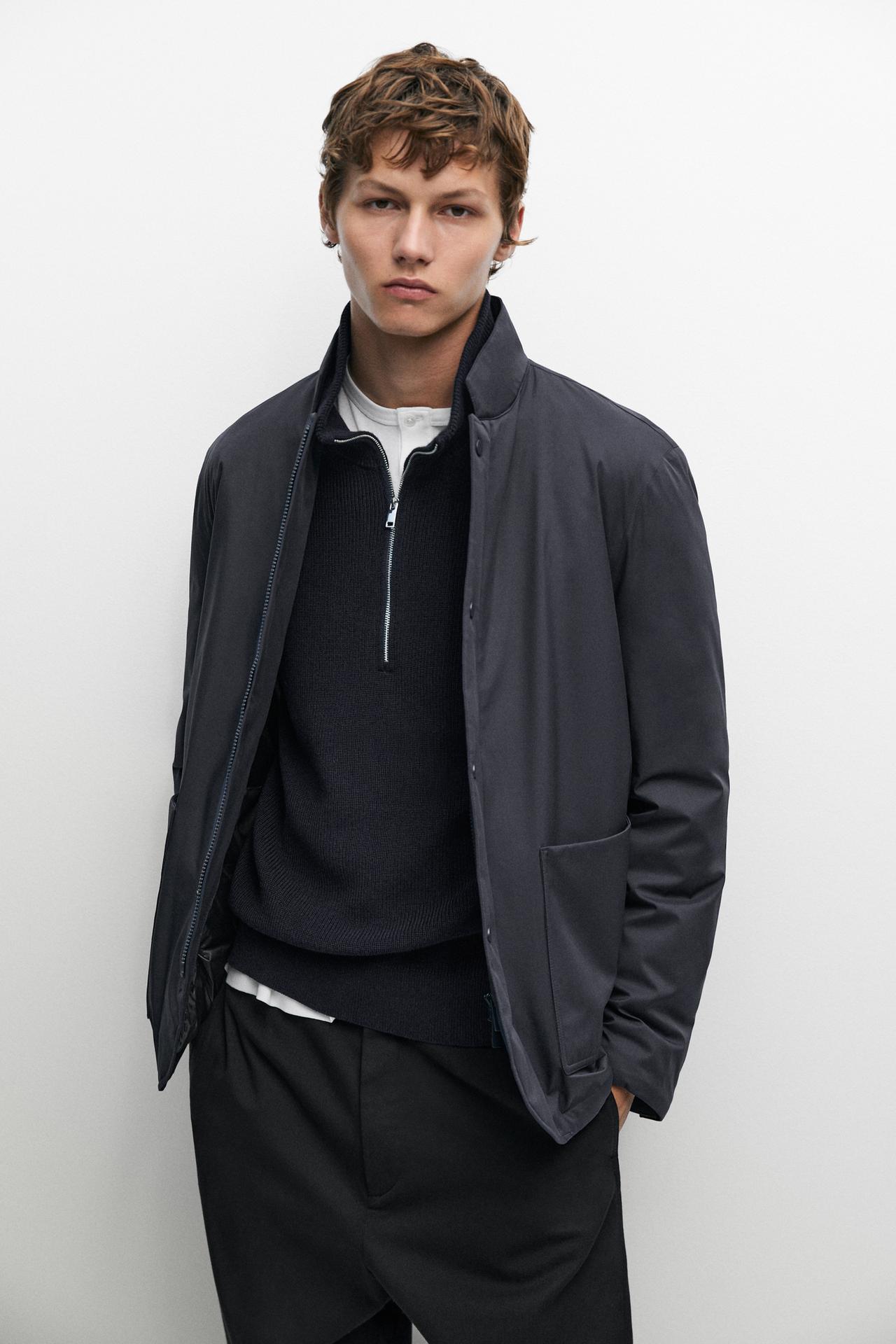 Stand-up collar down jacket — Sky blue