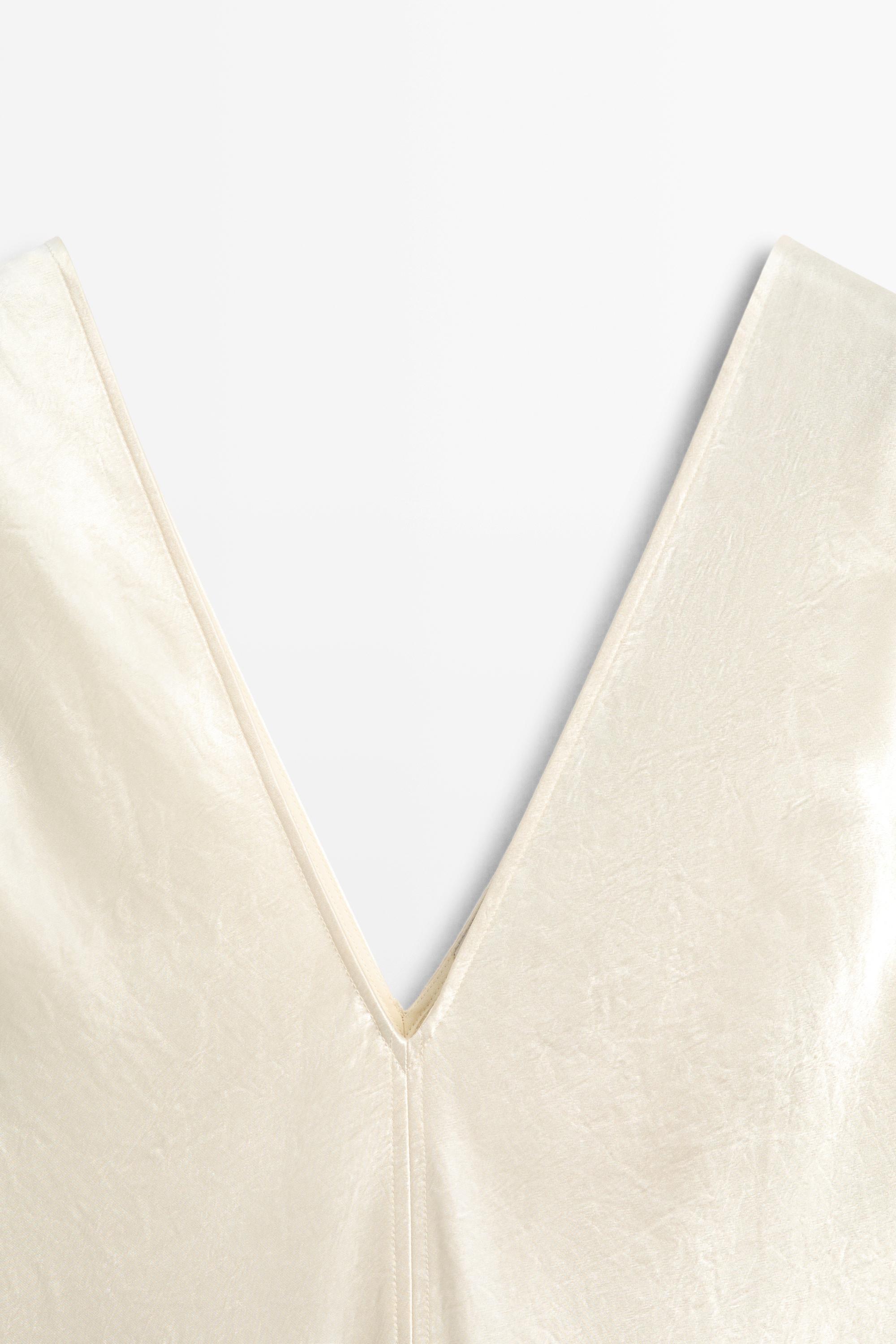 Satin flowing midi dress - STUDIO — Beige