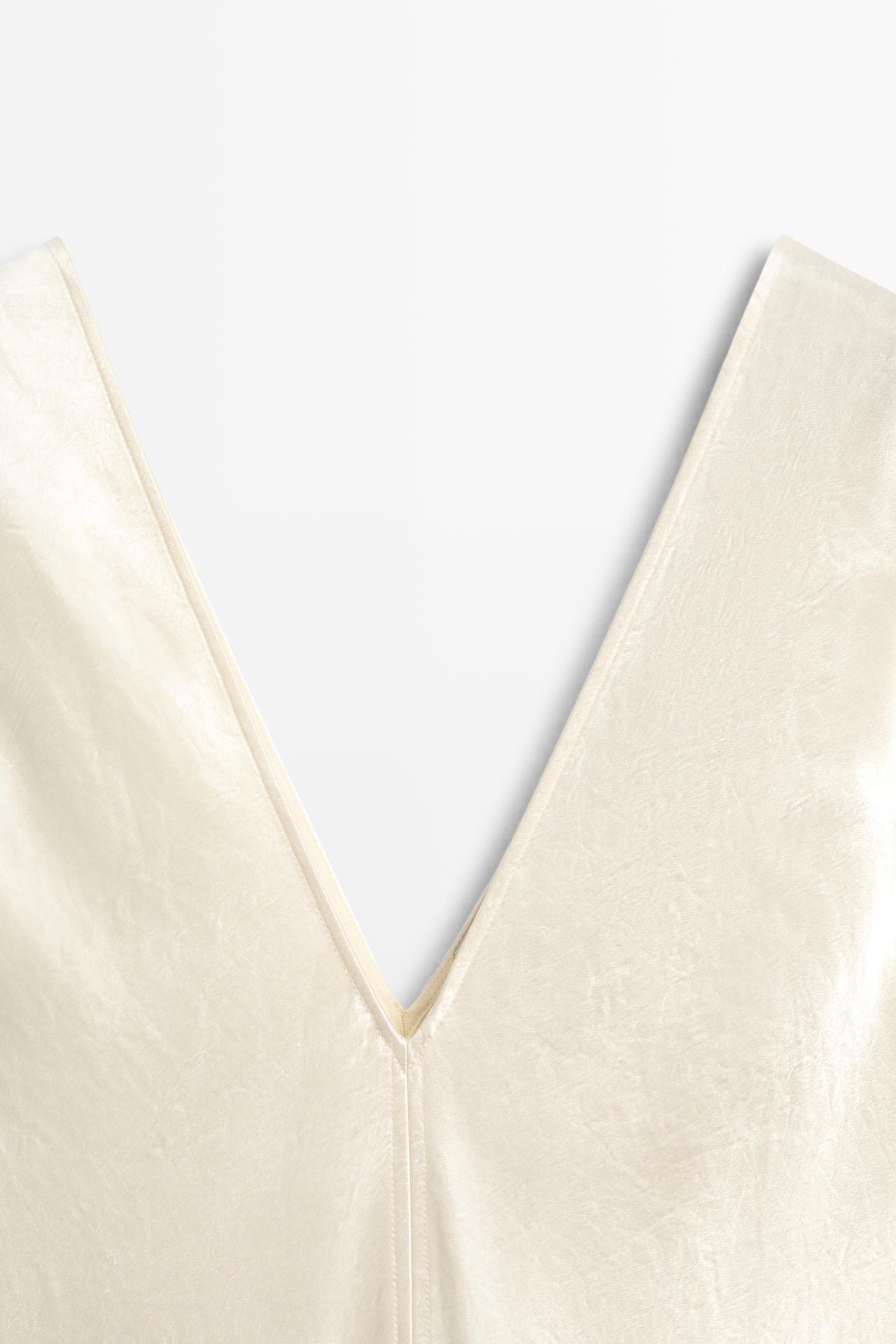 Satin flowing midi dress - STUDIO — Beige