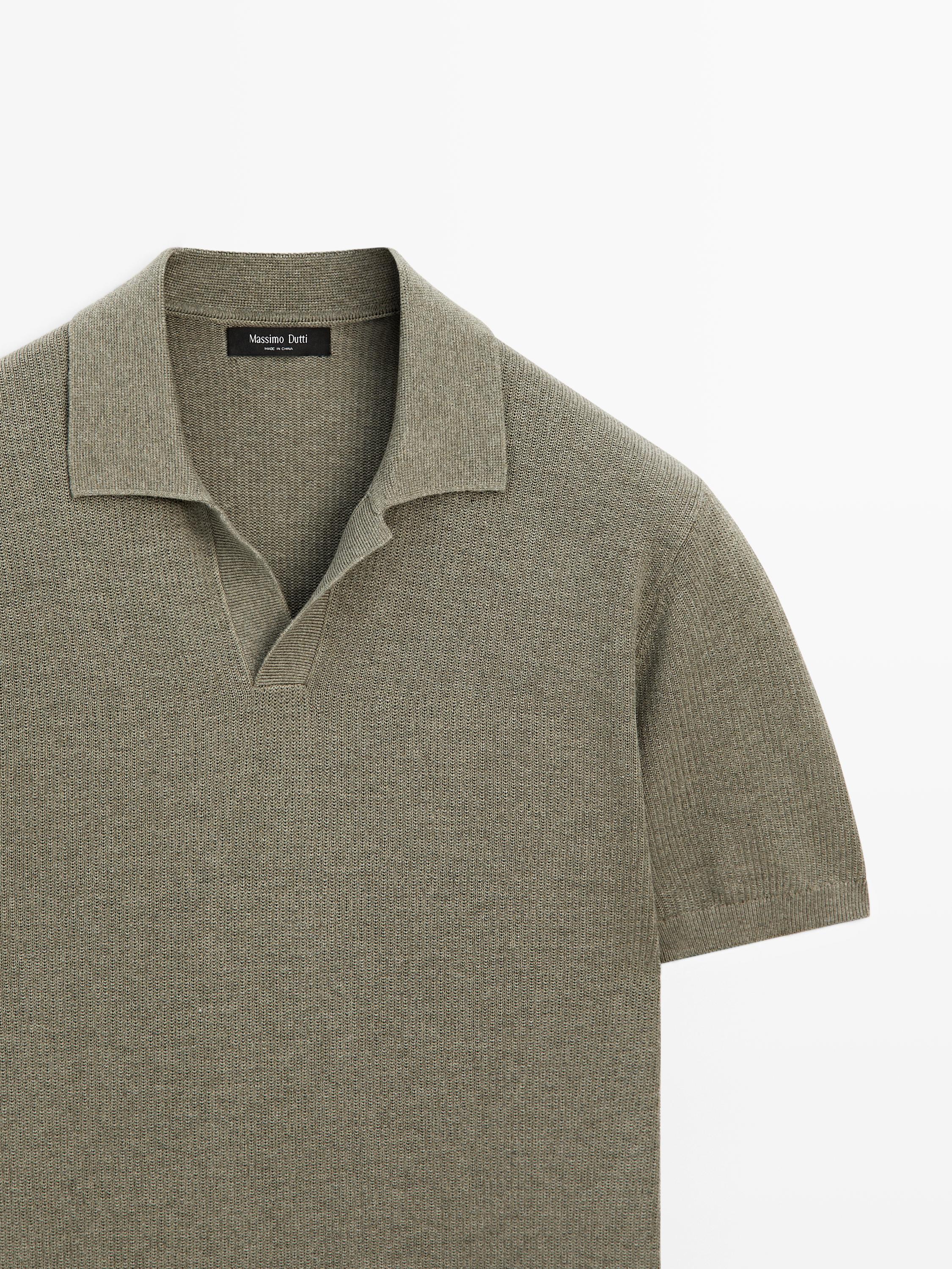 100% cotton knit polo sweater — GREEN