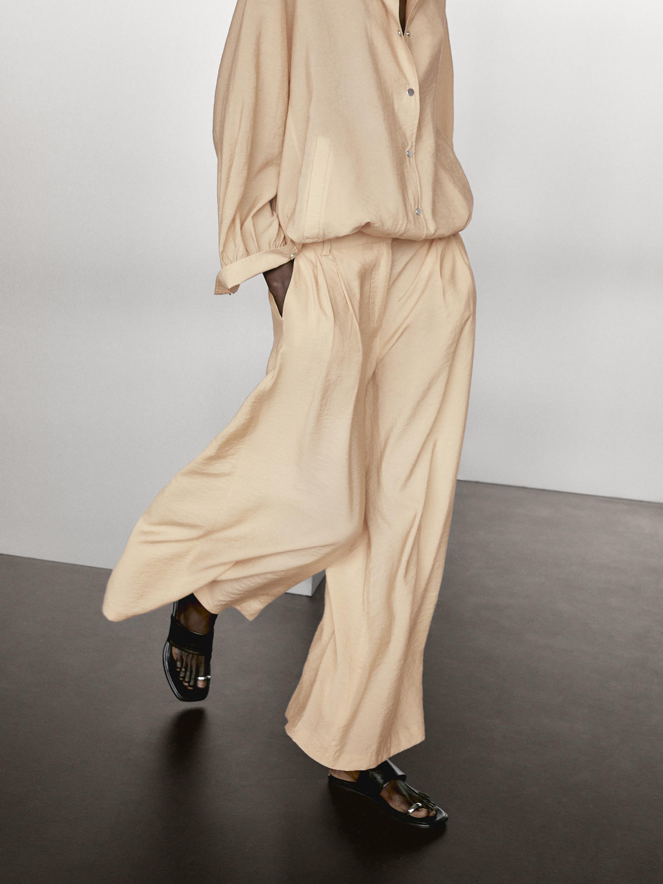 Darted palazzo trousers