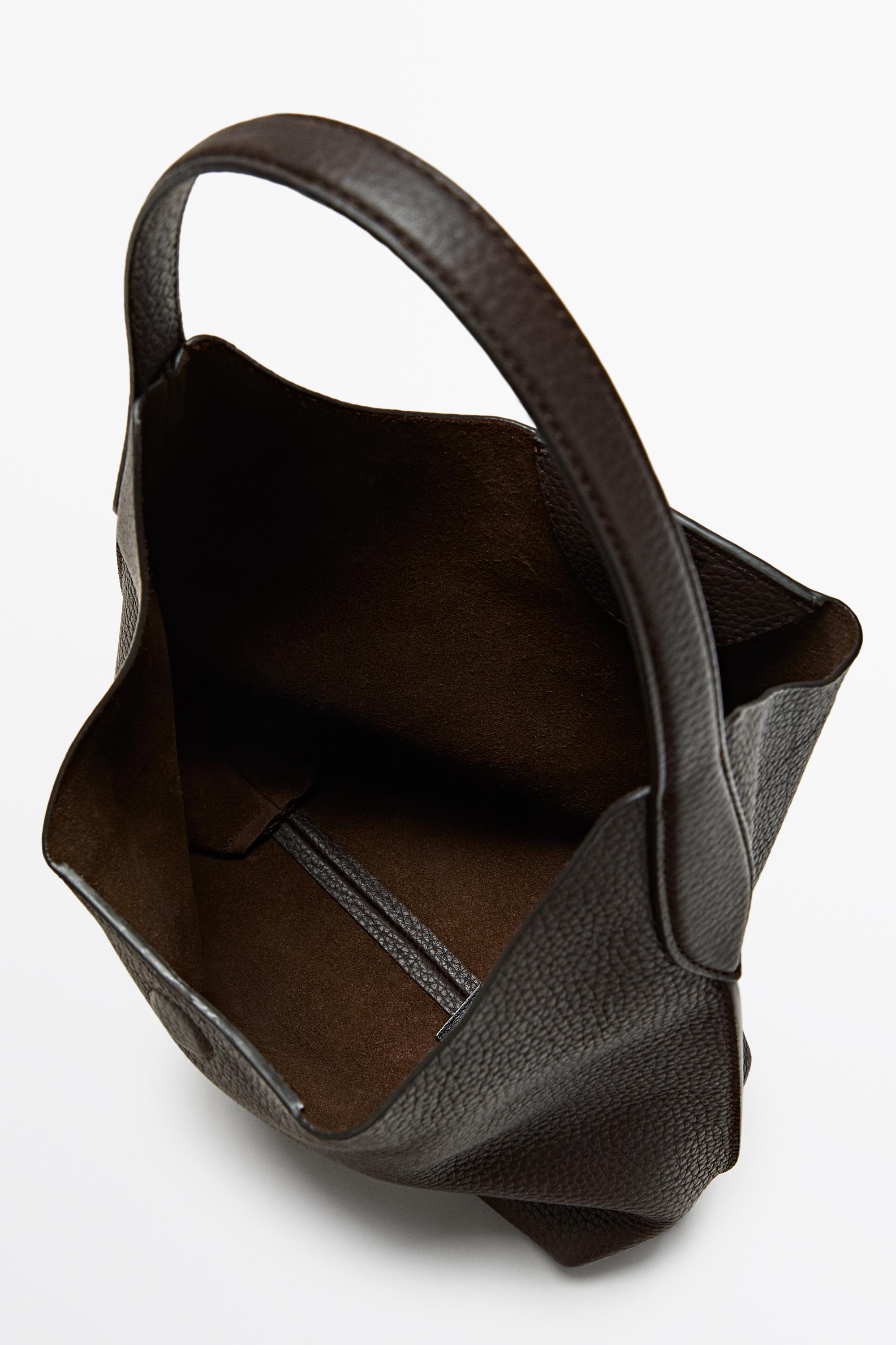 Nappa leather mini shoulder bag — BROWN