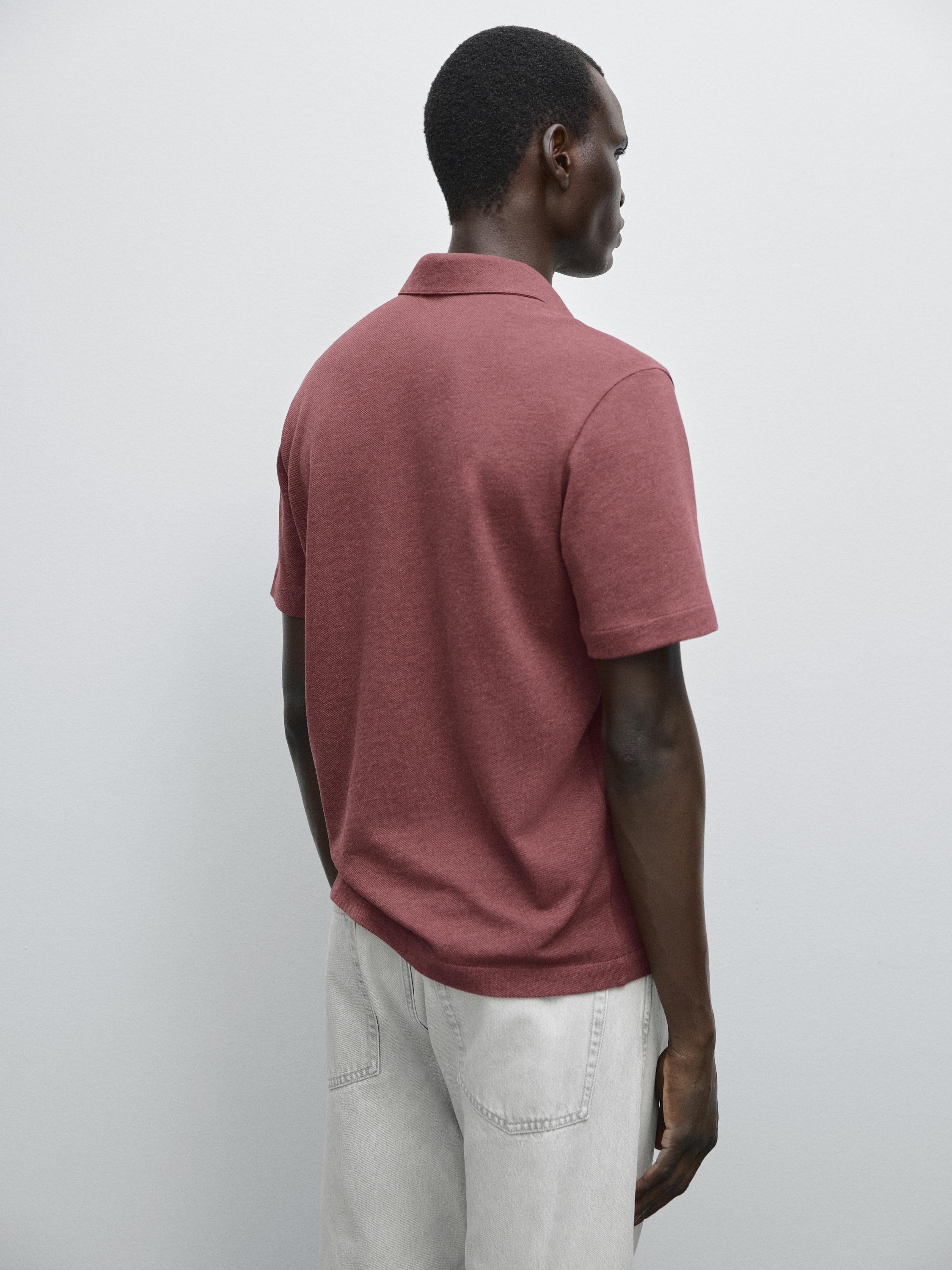 Textured piqué short sleeve polo shirt
