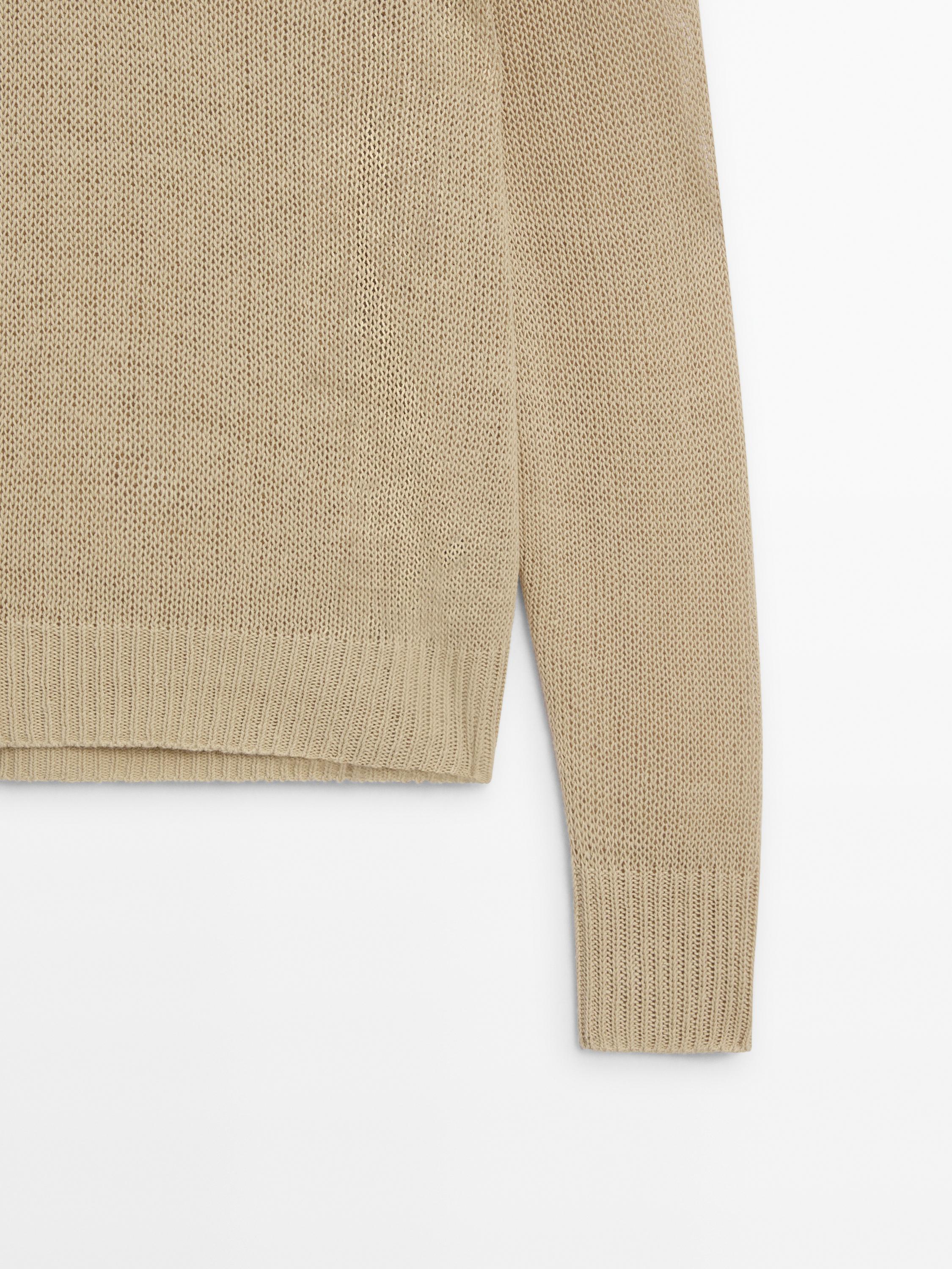 100% linen knit V-neck sweater