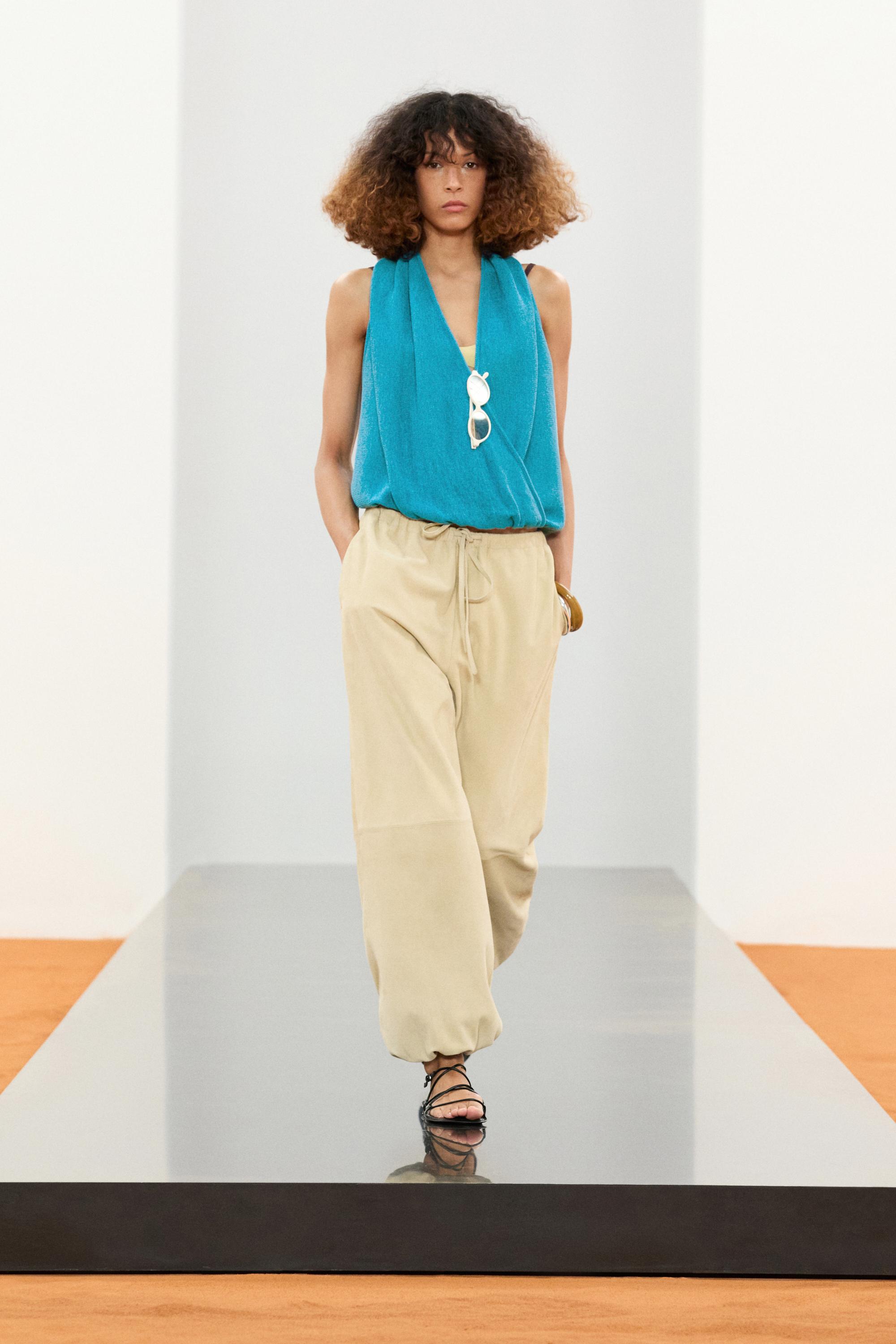 Linen blend crossover top — TURQUOISE