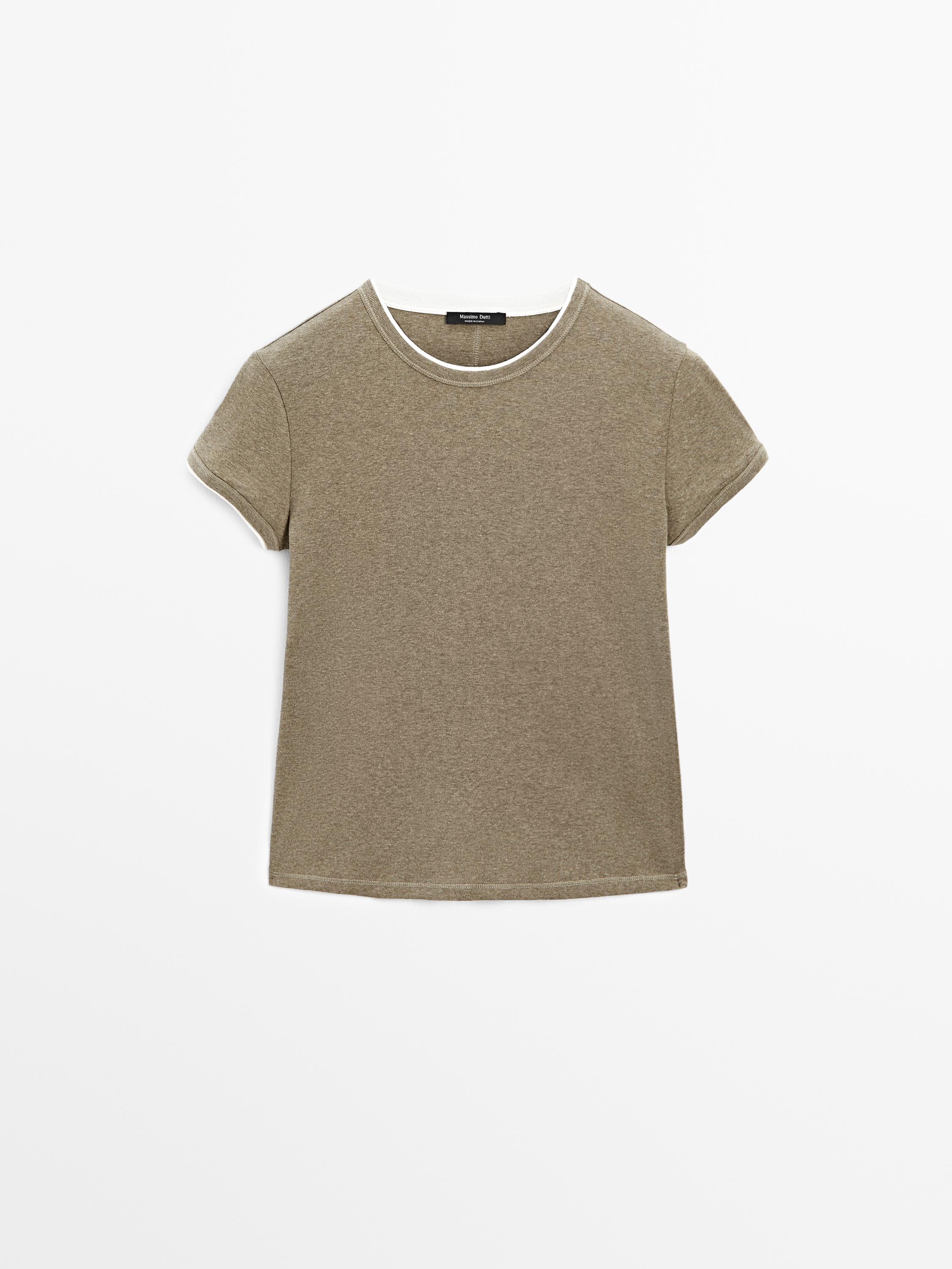 Contrast rib T-shirt 100% cotton