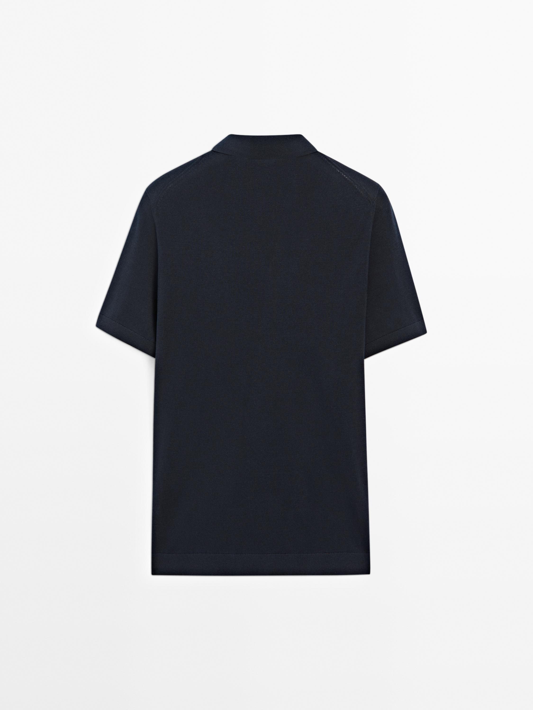 Cotton blend knit polo shirt