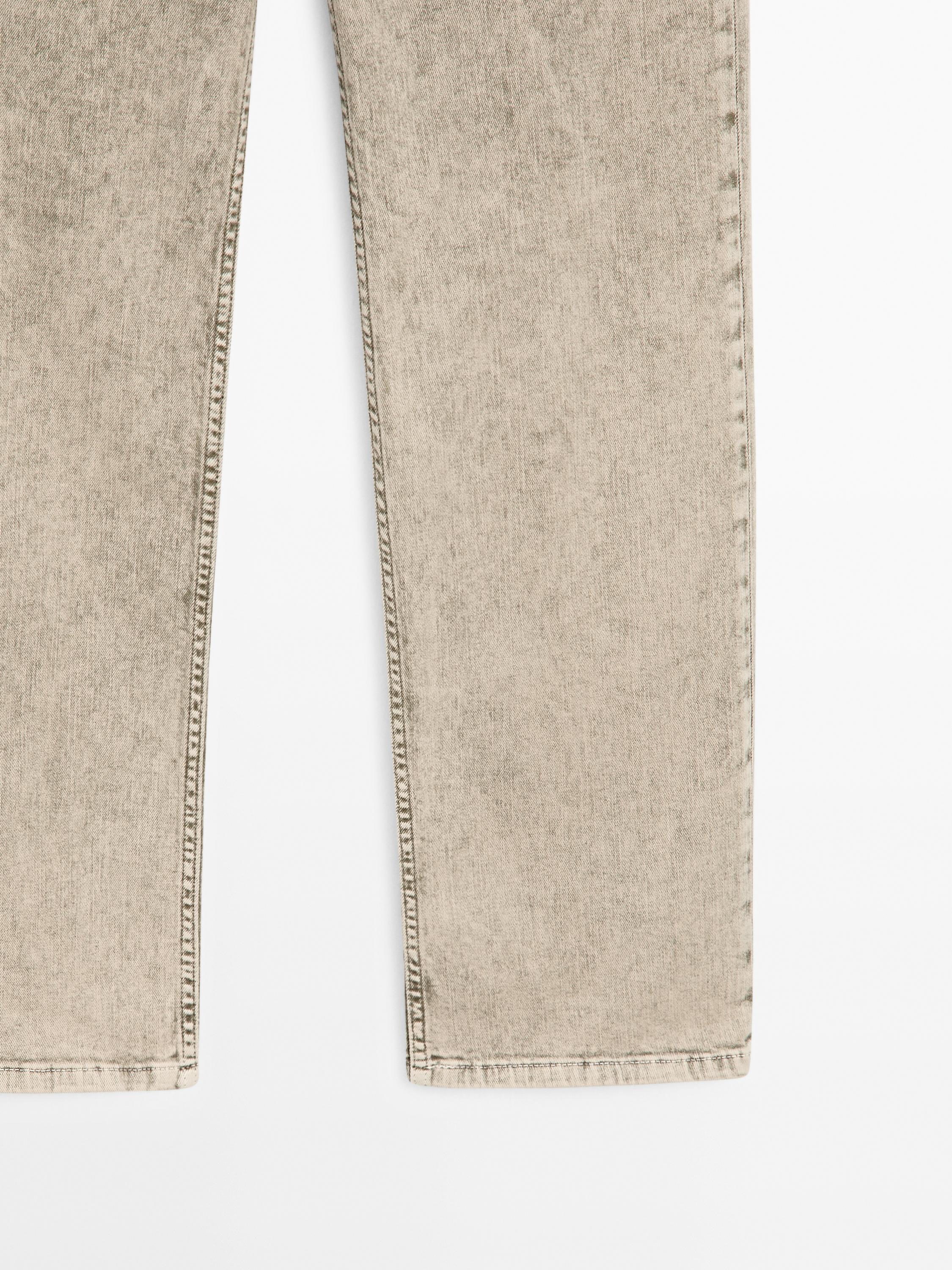 Jeans straight de cintura média em mistura de algodão