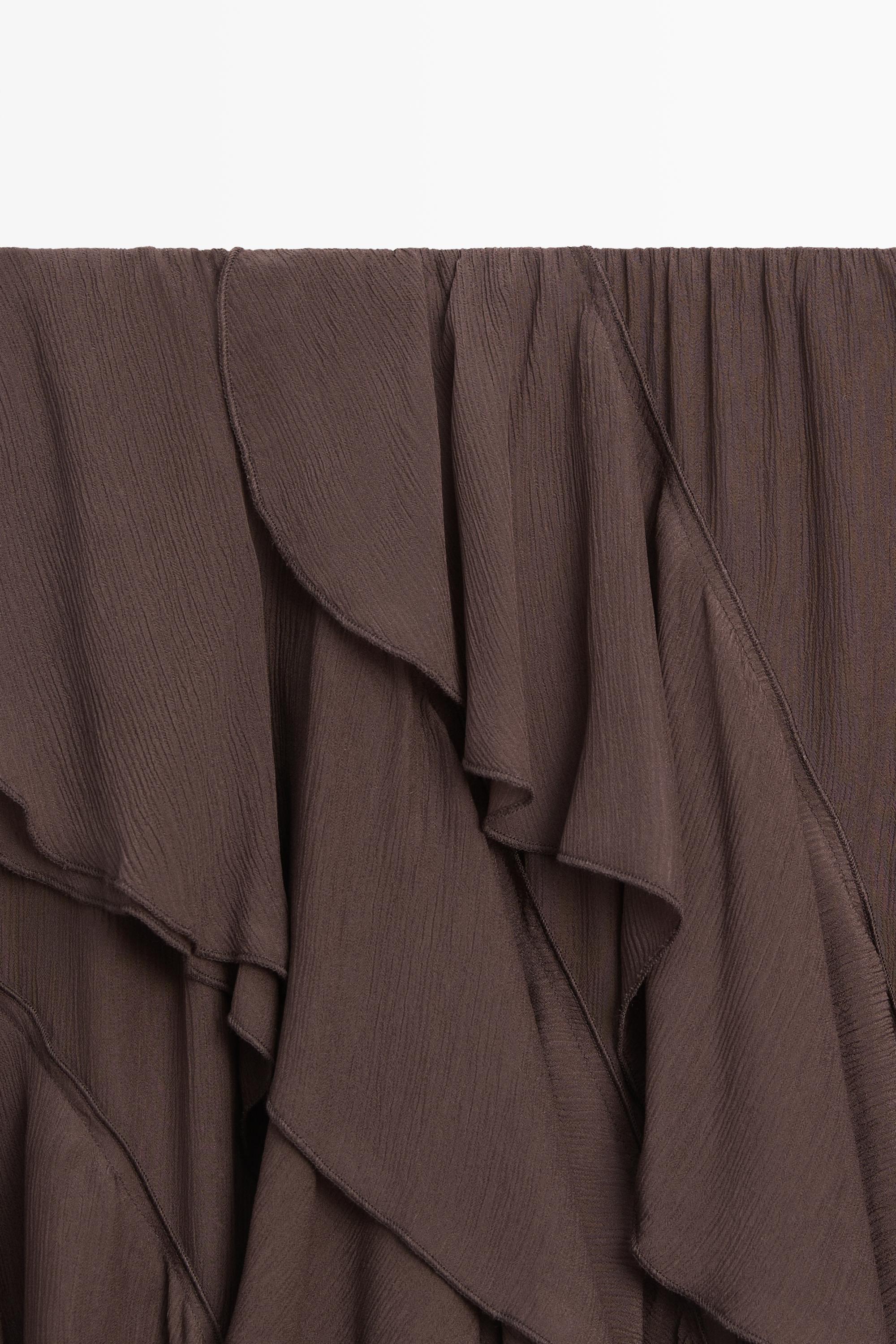 Flowing ruffled midi skirt — Chocolate