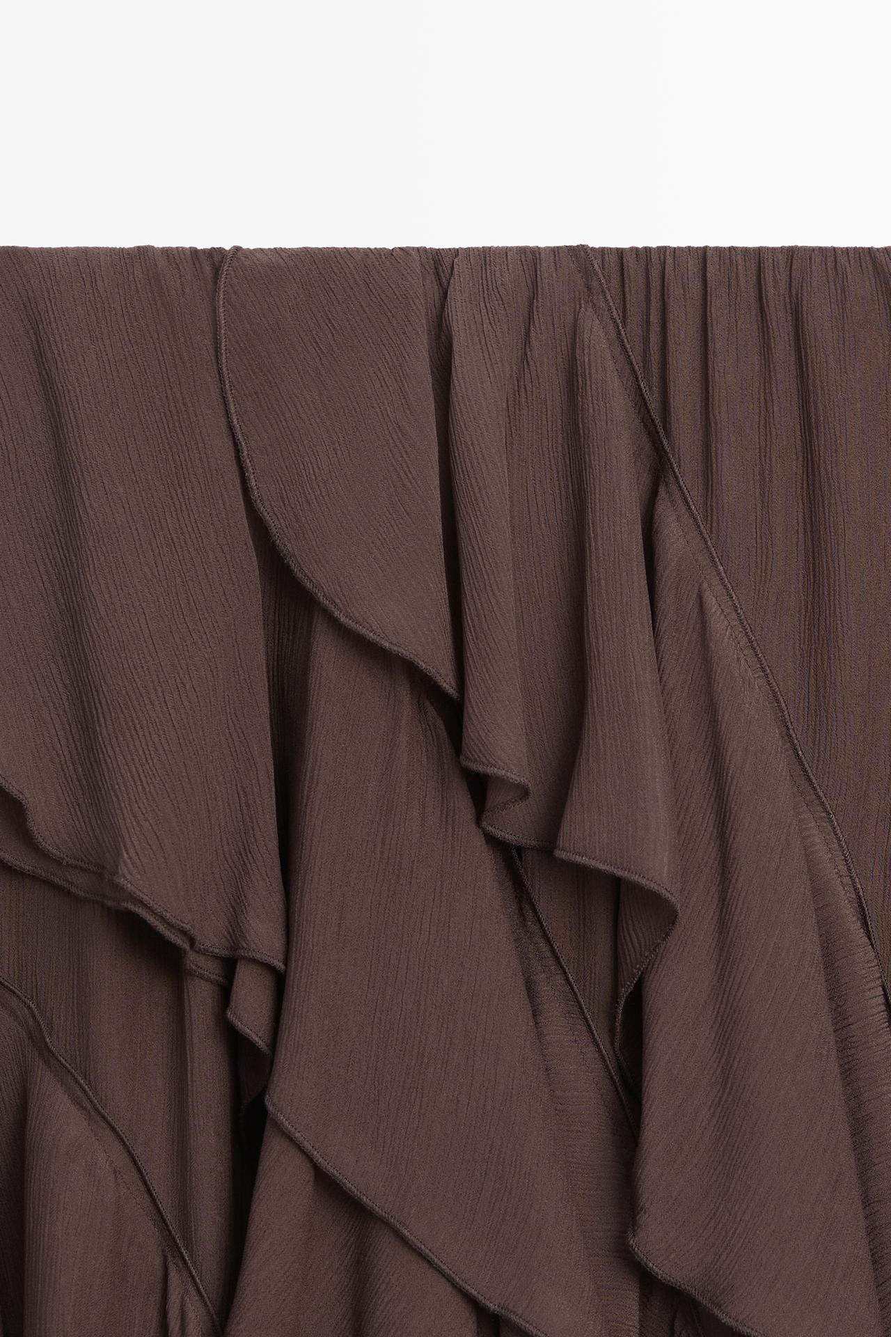Flowing ruffled midi skirt — Chocolate