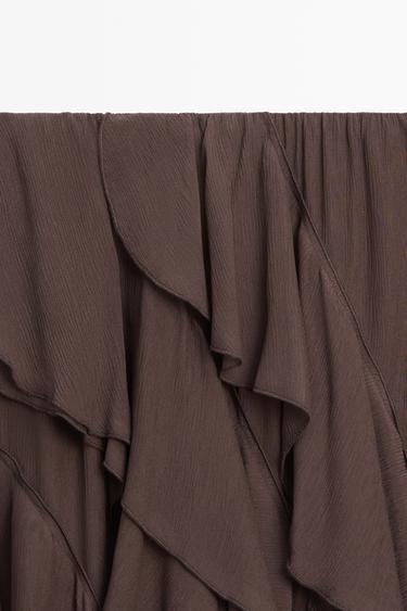 Flowing ruffled midi skirt — Chocolate 9