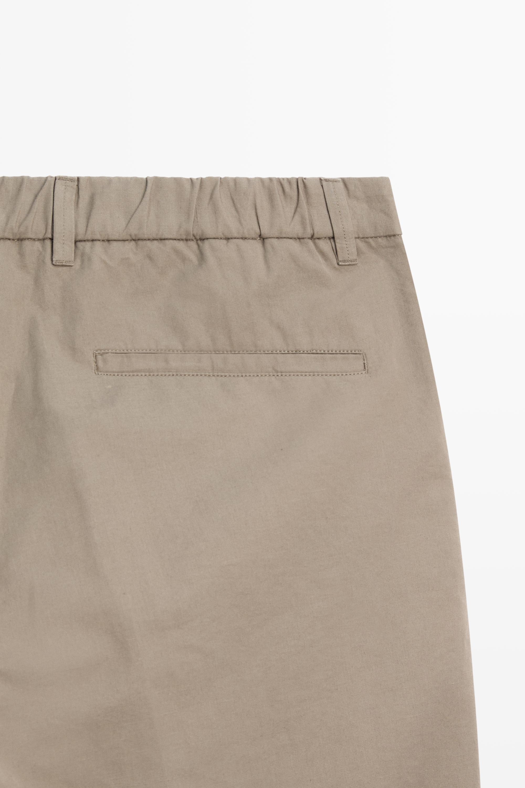 Cotton and linen barrel fit poplin trousers — GREEN
