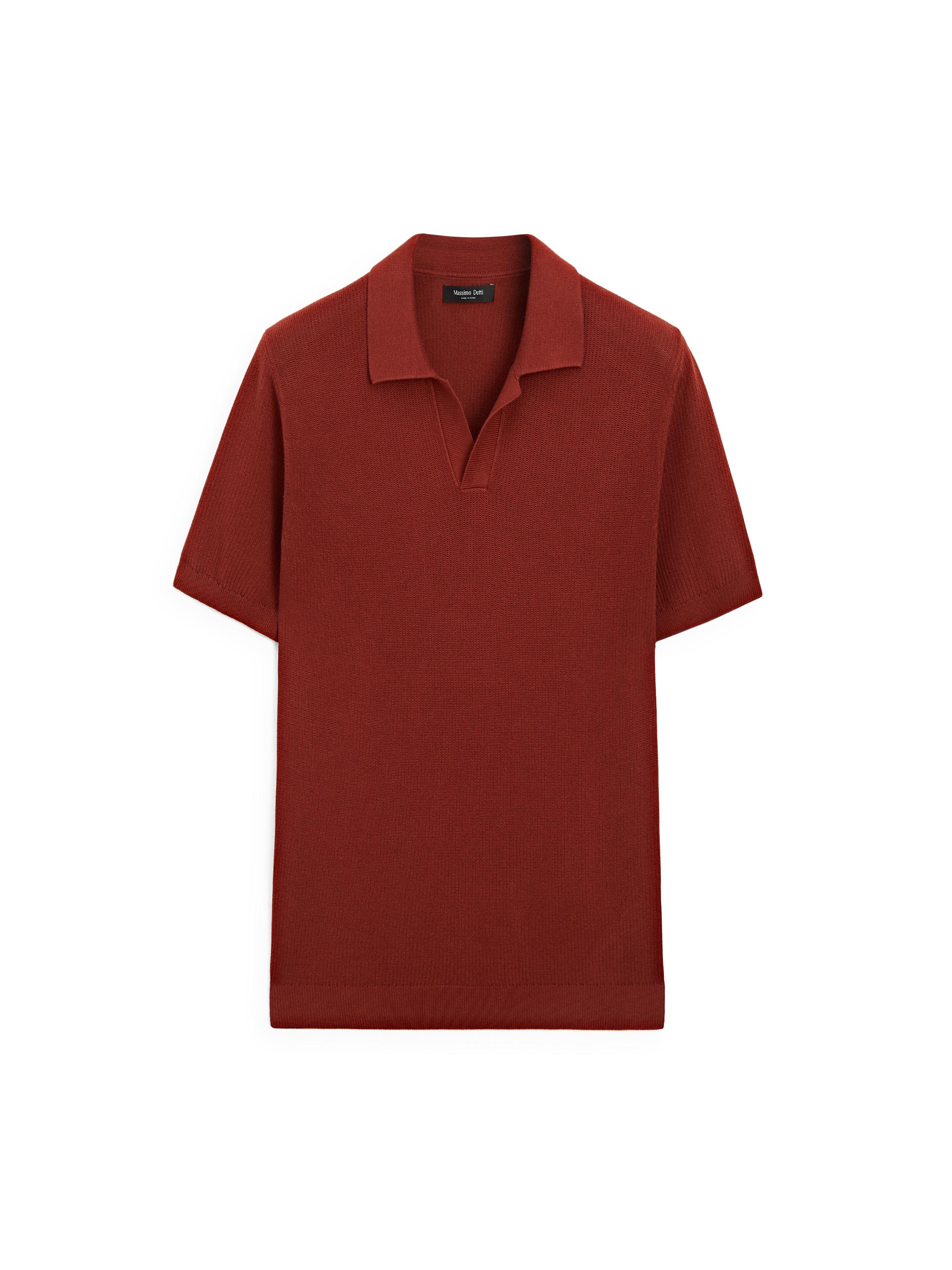 100% cotton knit polo sweater — COPPER