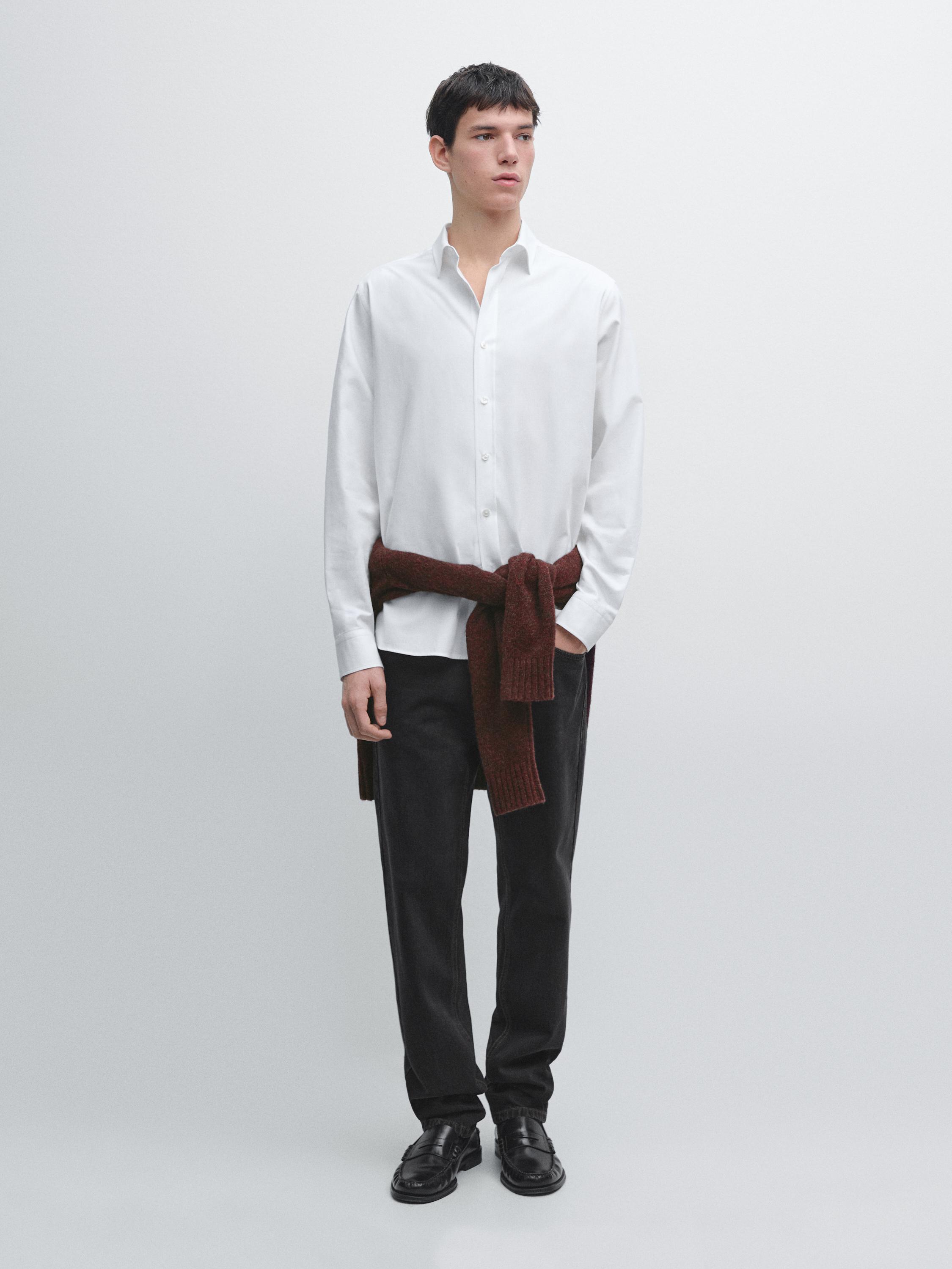 Regular fit melange shirt