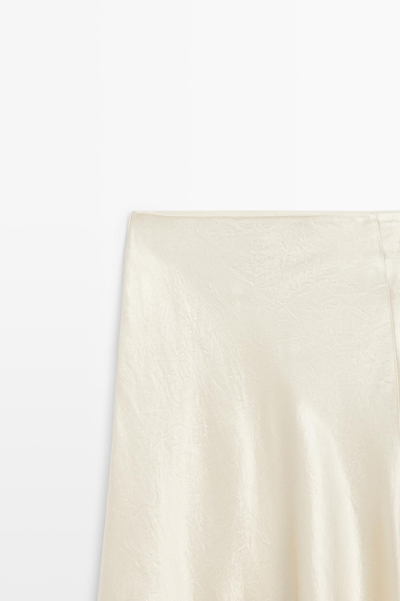 Flowing satin midi skirt - STUDIO — Beige