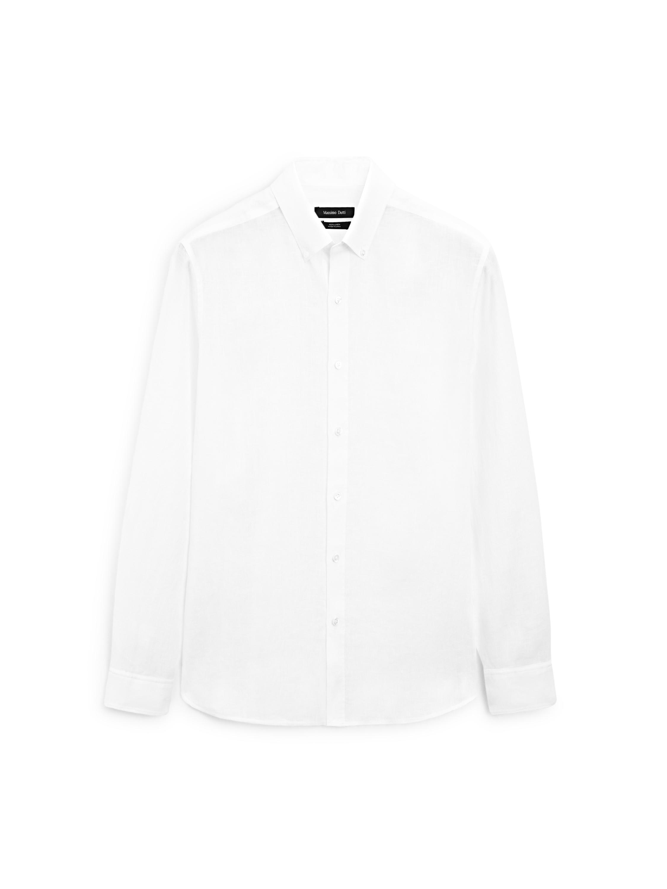 100% linen regular fit shirt — WHITE