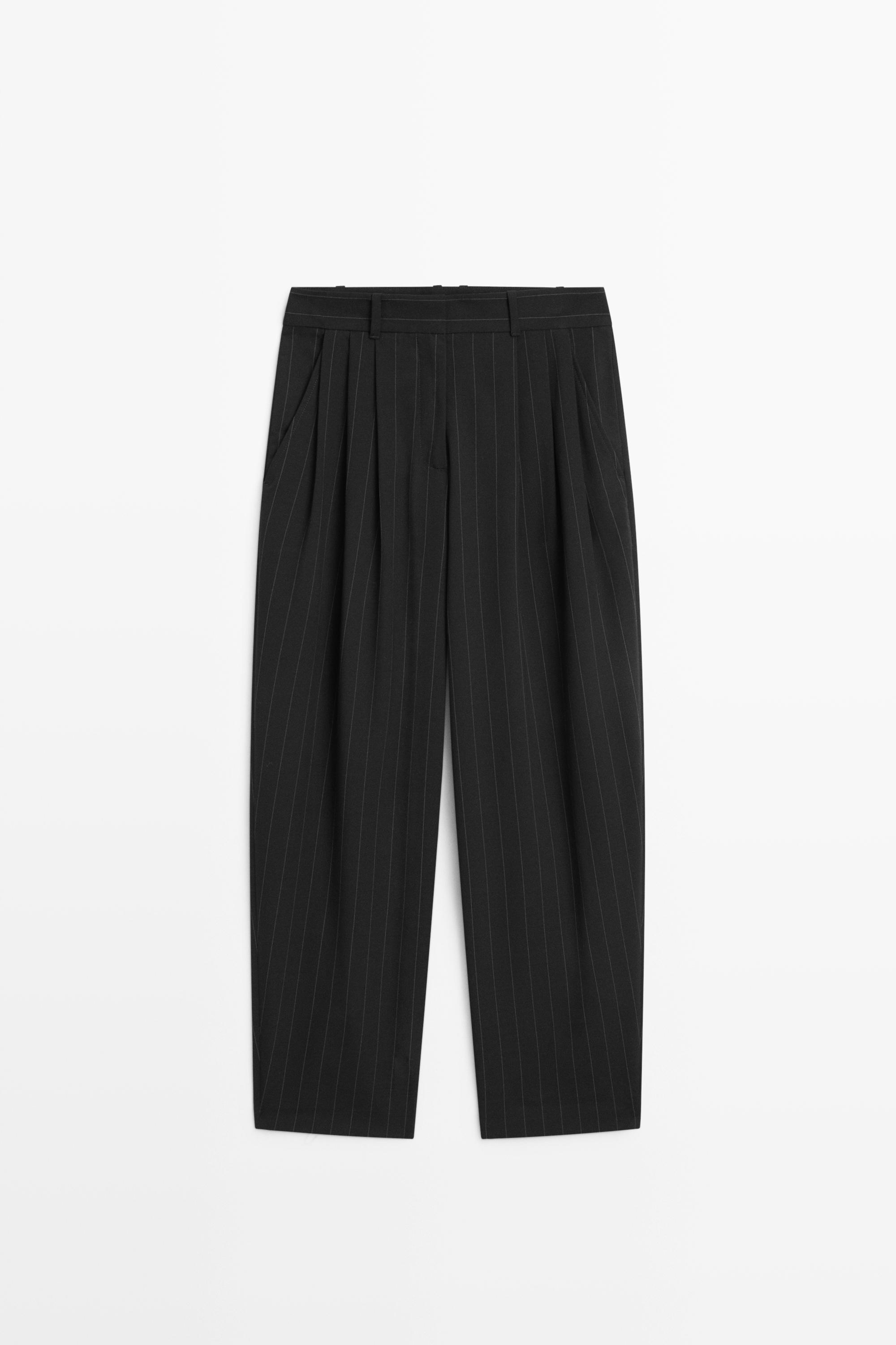 Pinstripe carrot fit pants