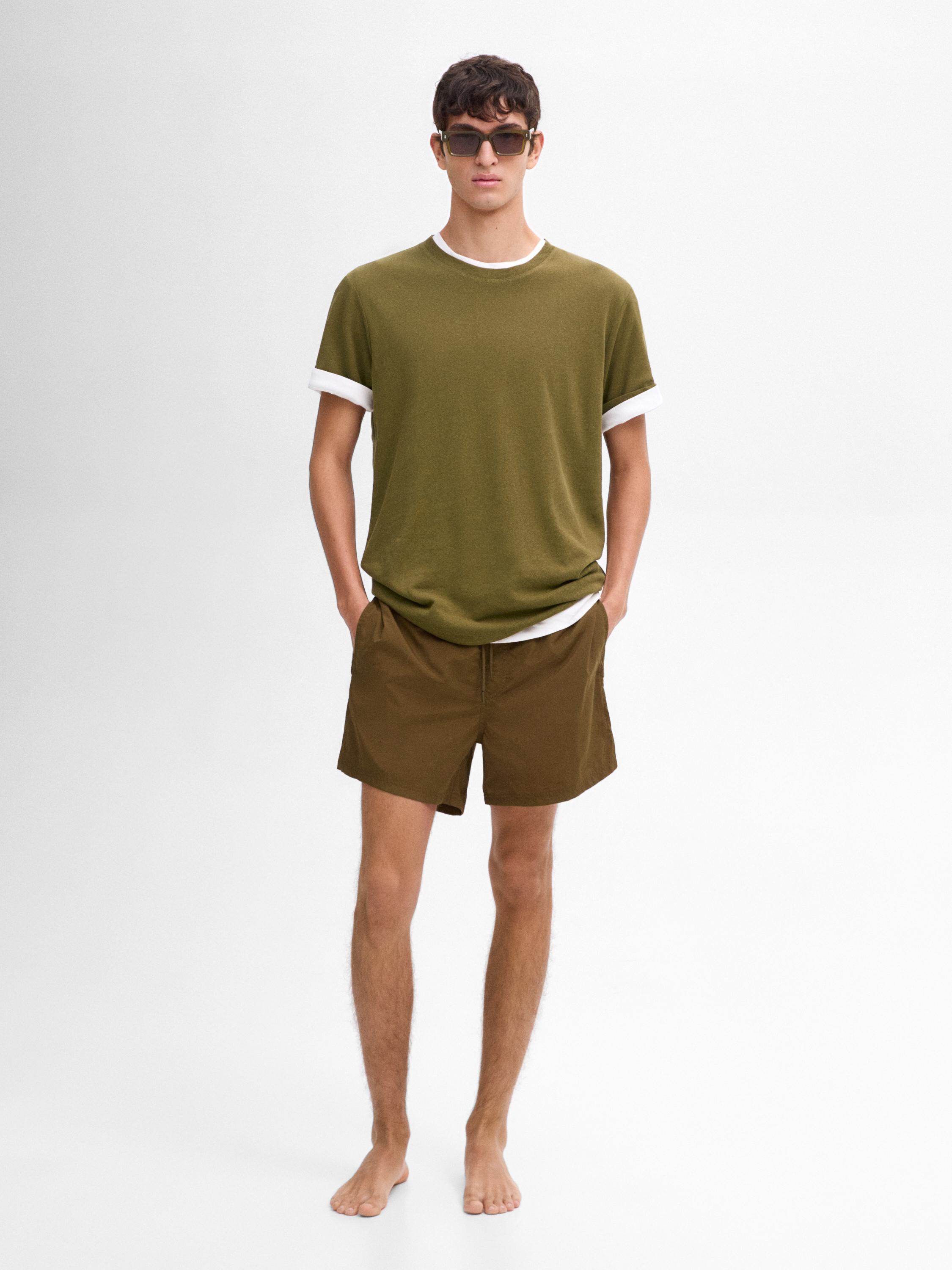 Plain swimsuit with elastic waist