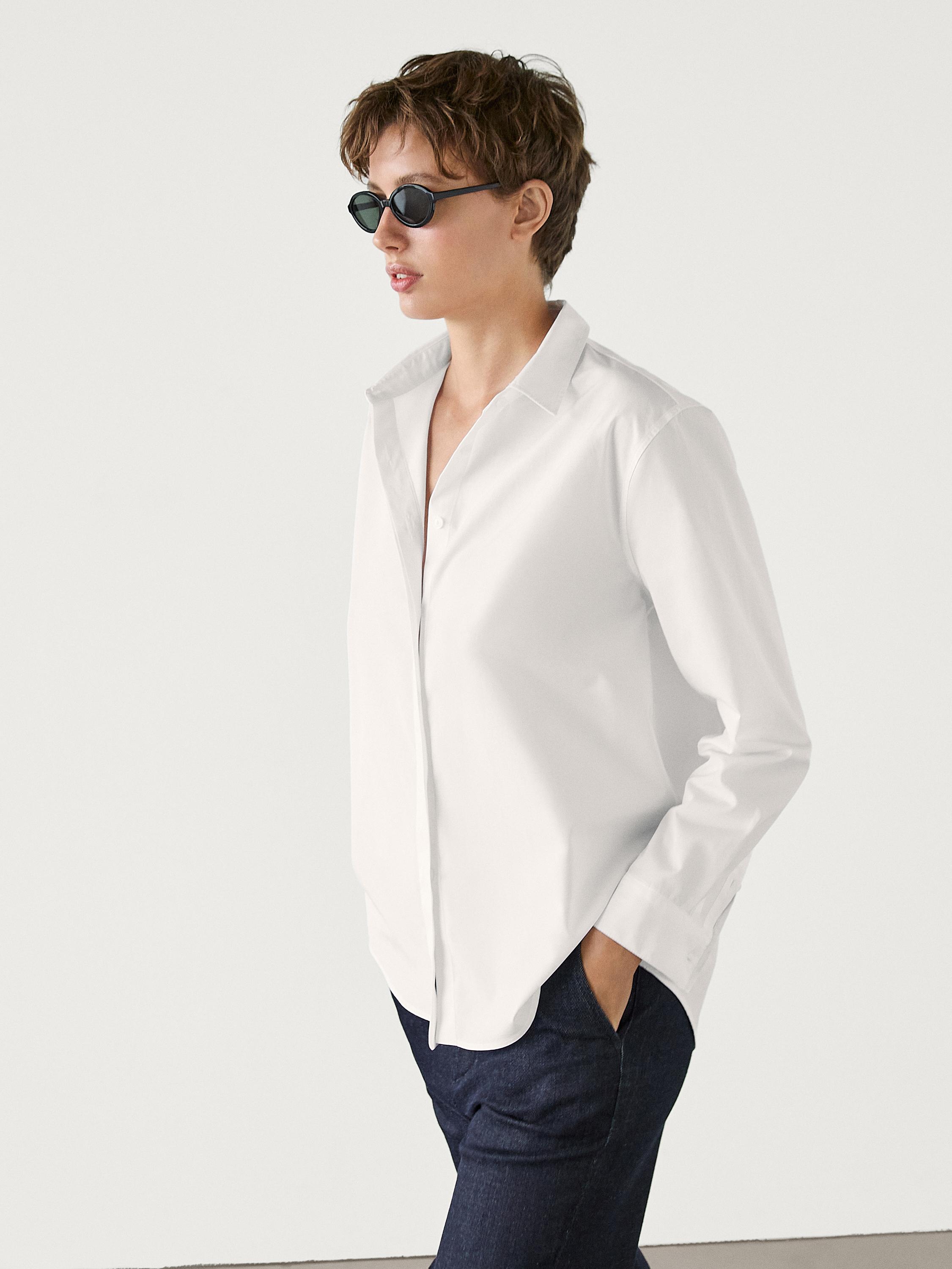 Camisa blanca algodon mujer sale