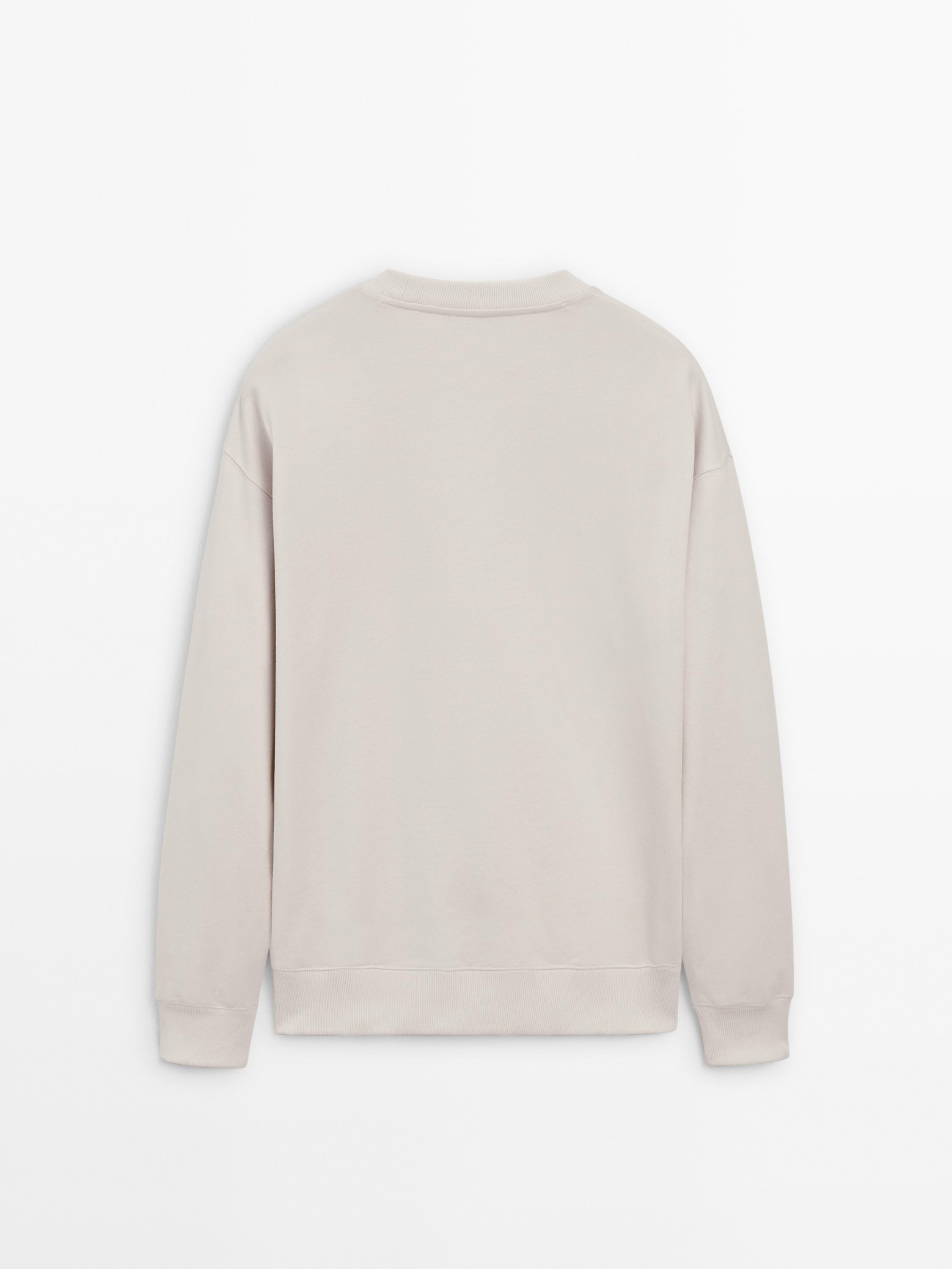 Crew neck cotton blend sweatshirt