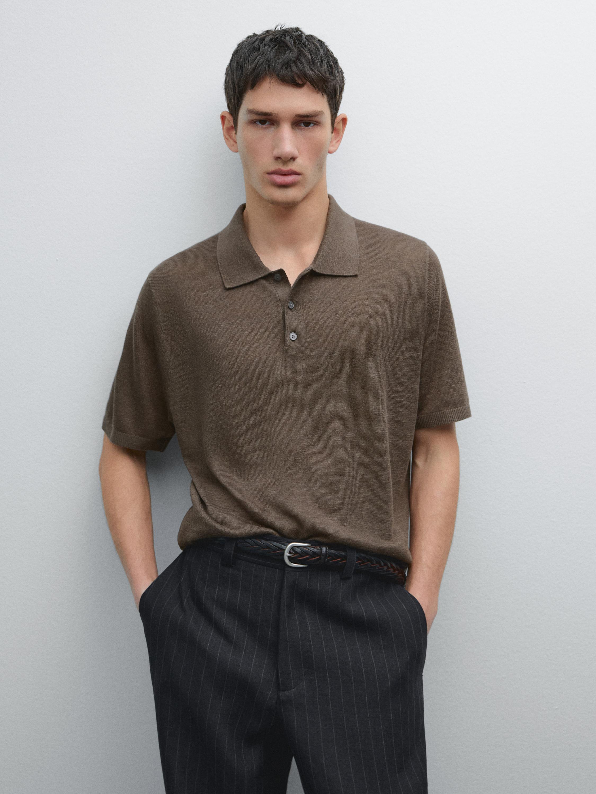 Trikot-Poloshirt aus 100 % Leinen