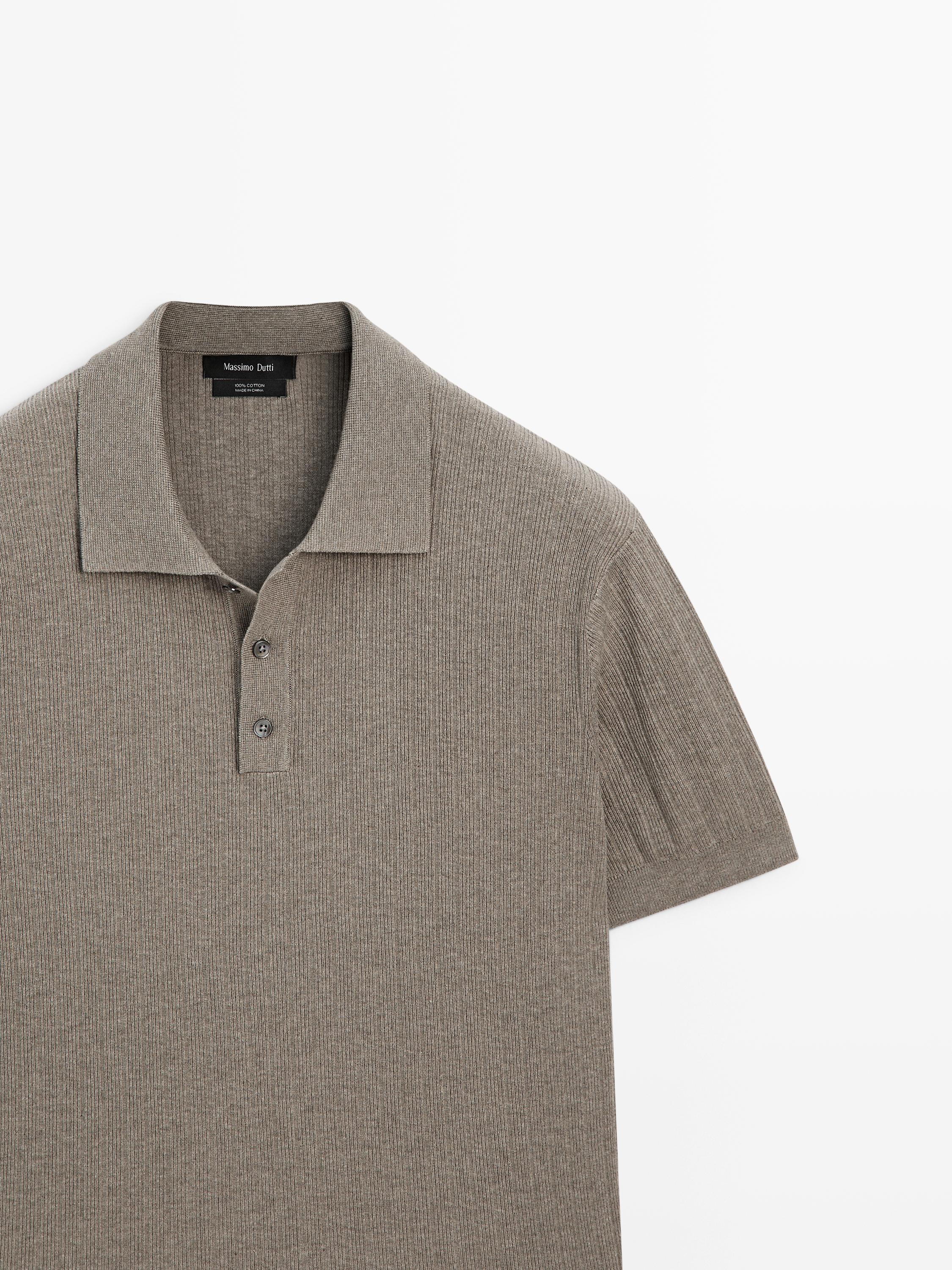 Ribbed knit cotton polo shirt — Washed