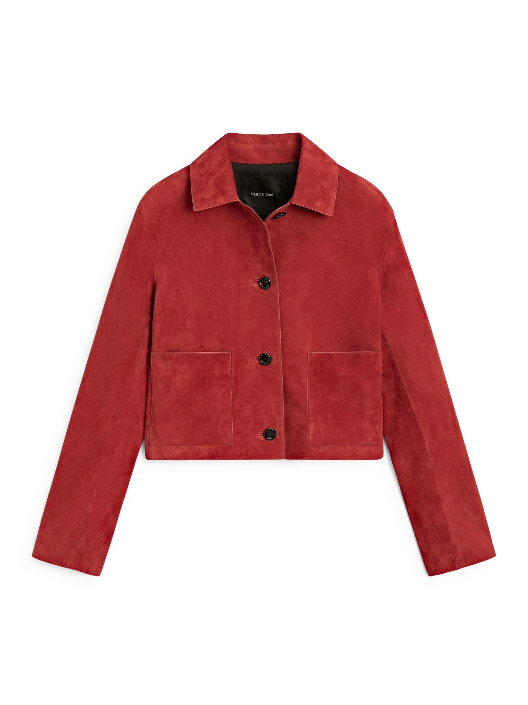 Short suede leather jacket — RED