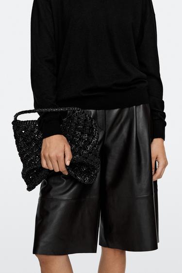 Medium braided nappa leather bag — BLACK 8