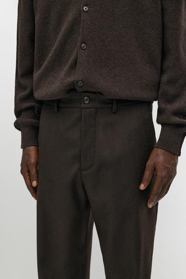 100% Wool Pants with Waist Detail — BROWN 8