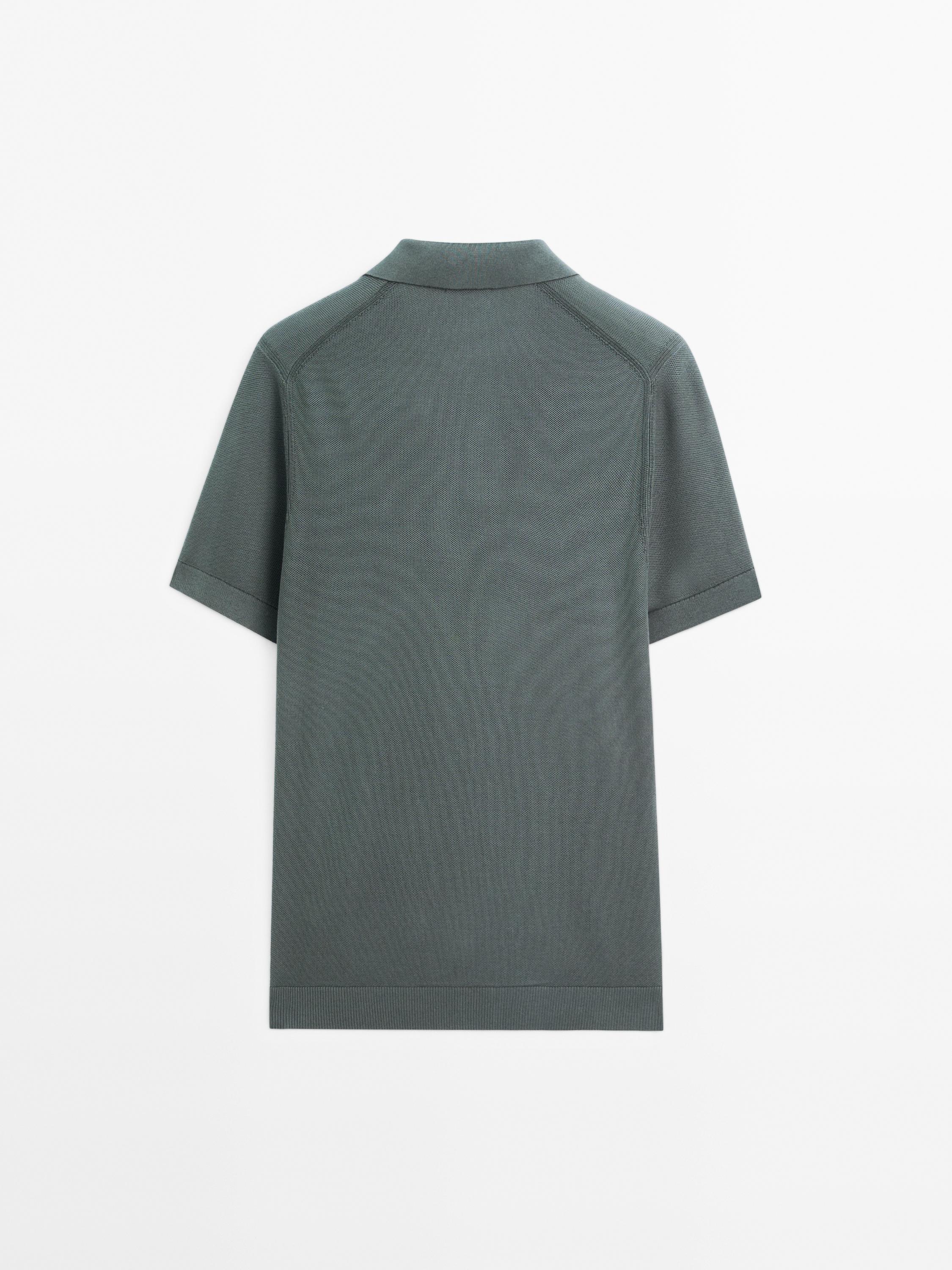 100% cotton knit polo collar sweater