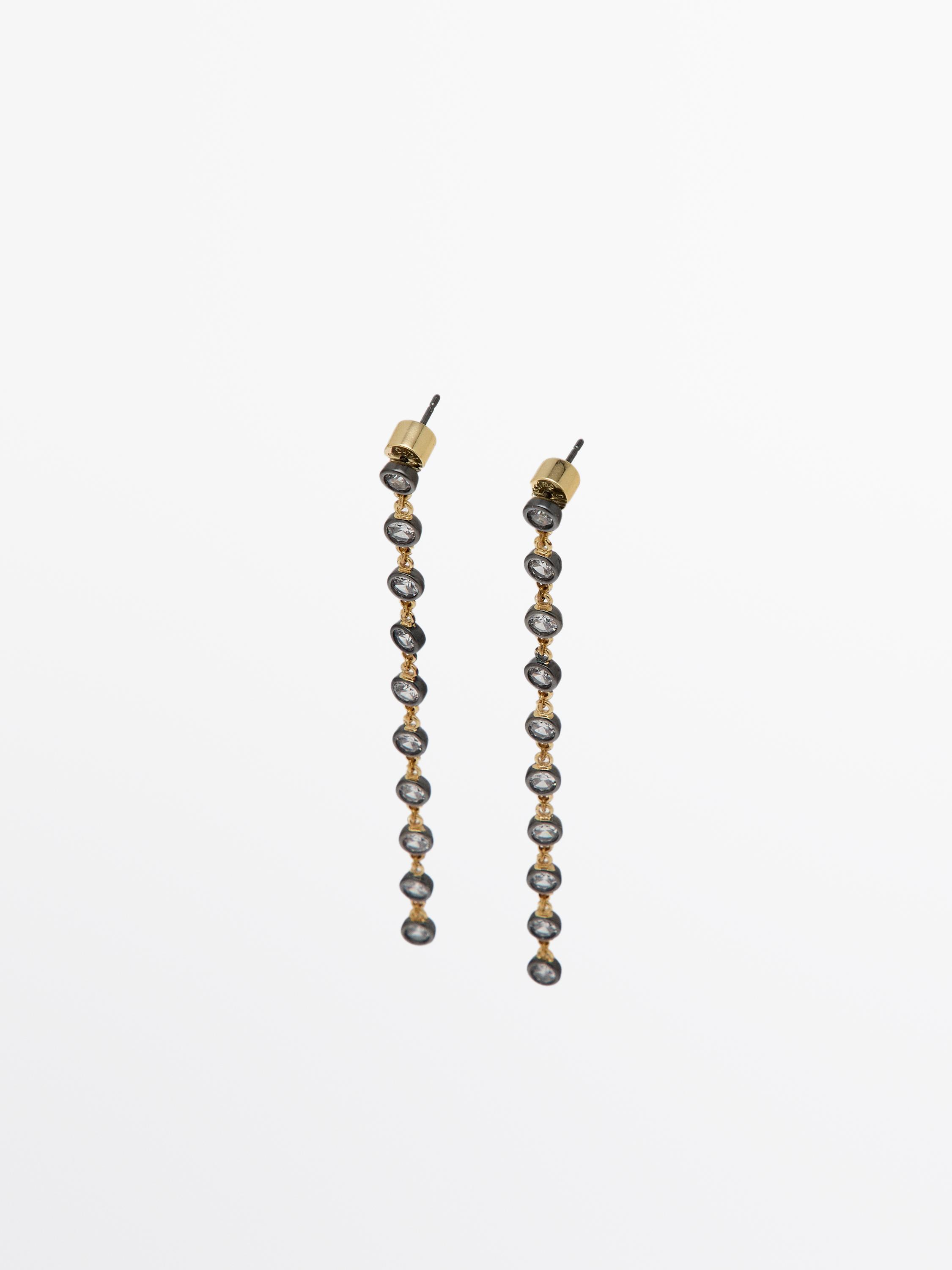 Rhinestone dangle earrings