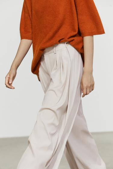 Wool blend pants with dart and button detail — ICE 5