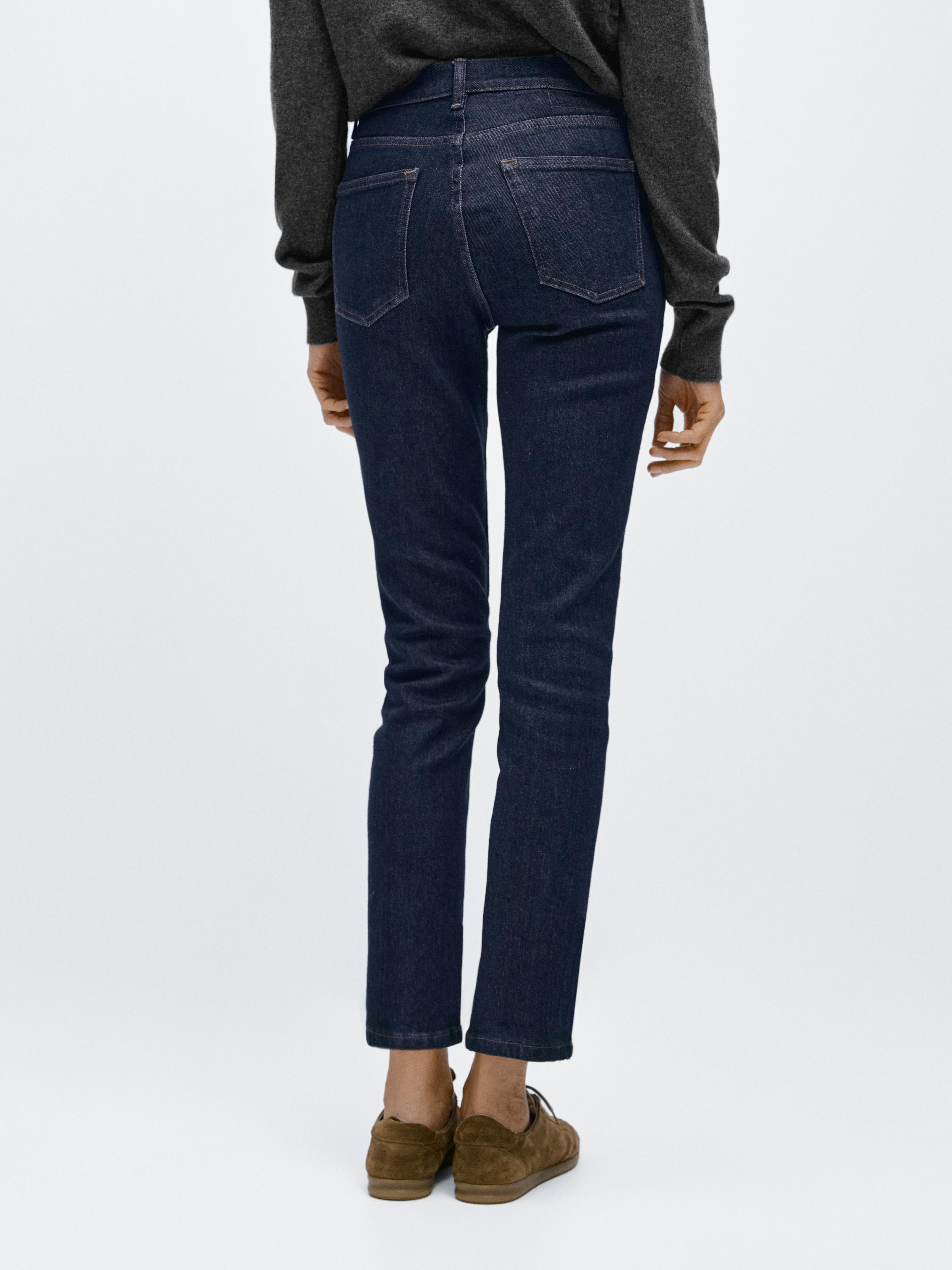 Mid-rise cropped slim fit jeans — DARK BLUE