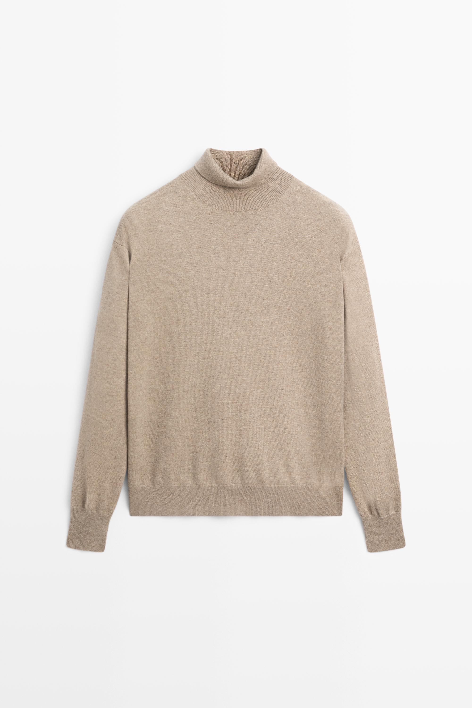 100% cashmere high neck knit sweater