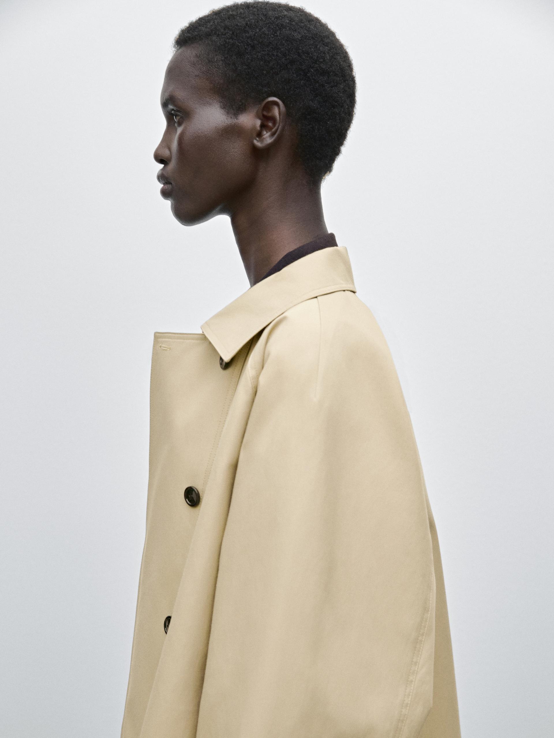 Gabardina Trench Mezcla Algodón - Lavado - Xs - Massimo Dutti - Mujer