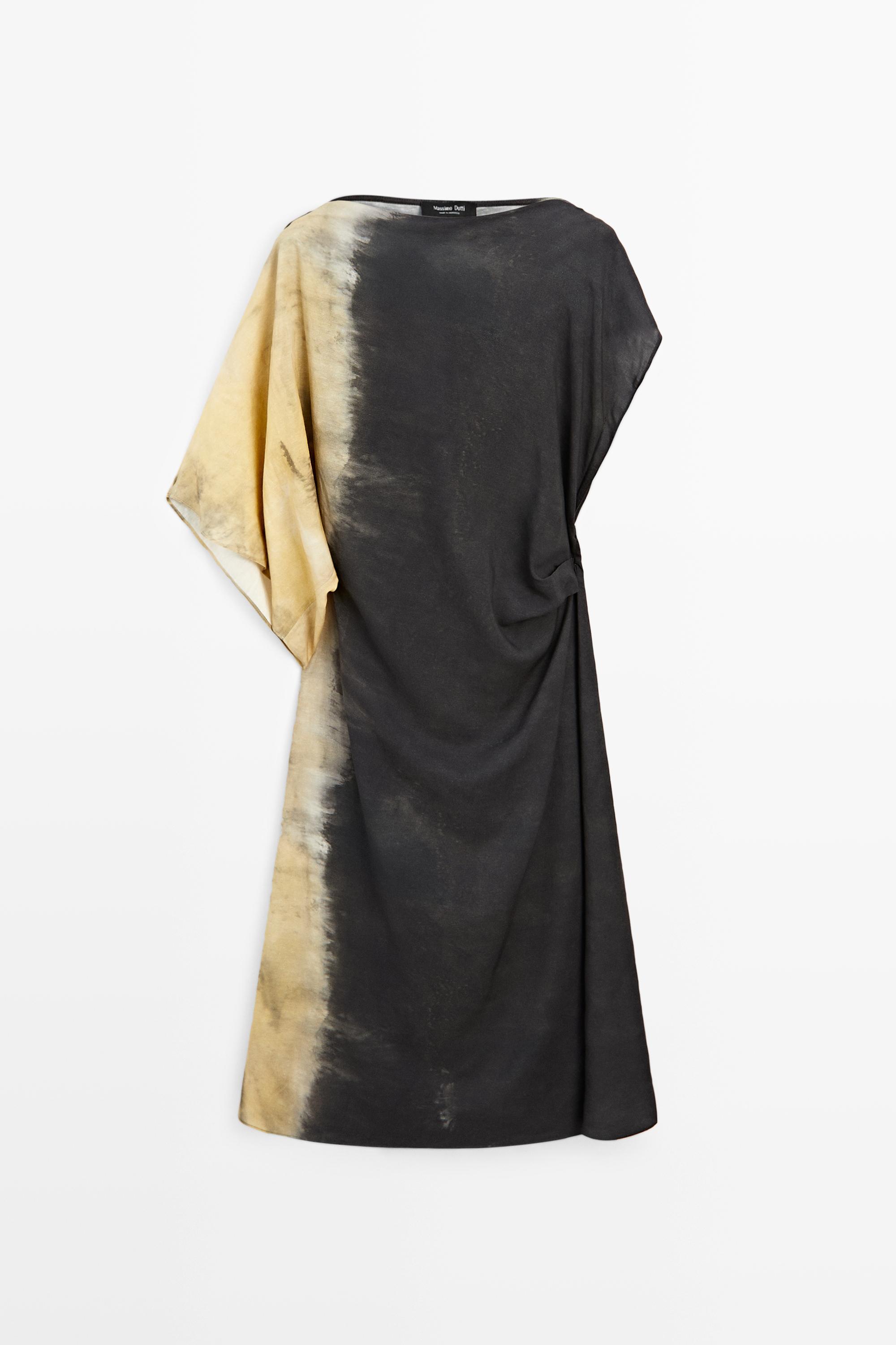 Tie-dye print midi dress — GREY BLUE
